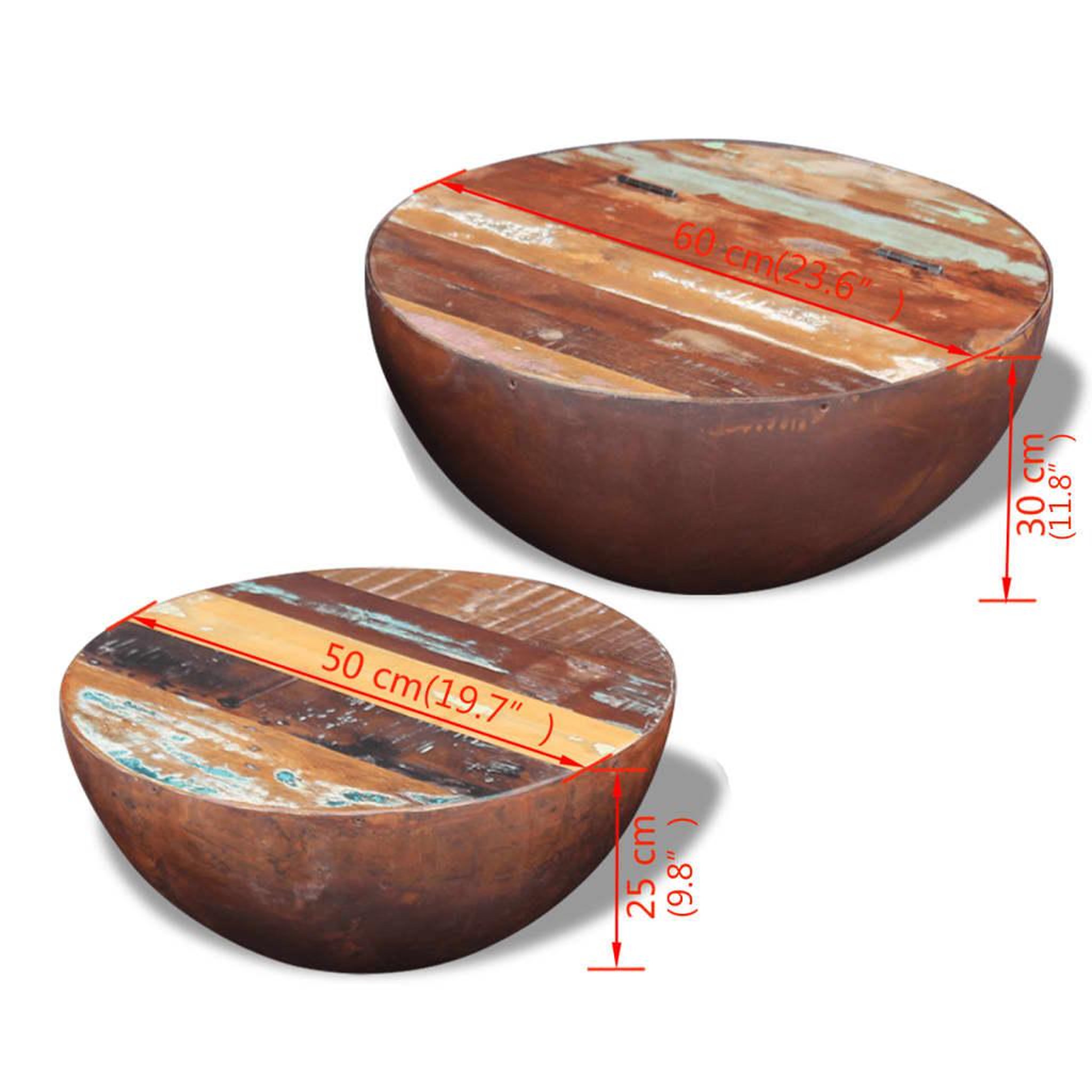 Voir la diapositive 6 : VIDAXL Ensemble de 2 tables basses Bois de recuperation massif