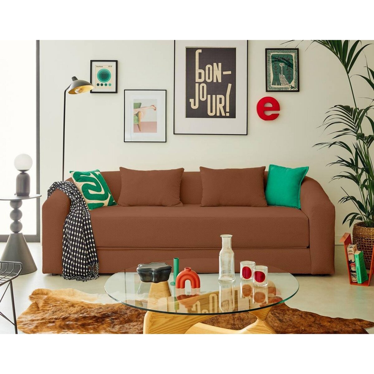 BEST MOBILIER Nuvia - canapé convertible déplimousse 3 places en velours texturé