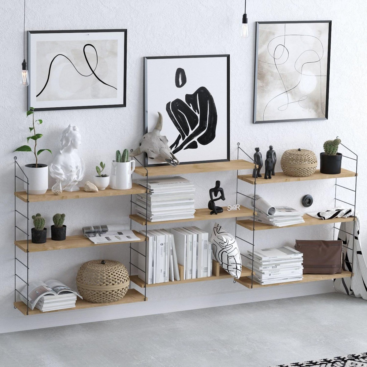 Habitat et Jardin Bibliothèque en bois  Laba  - 216 x 20 x 85 cm - Chêne