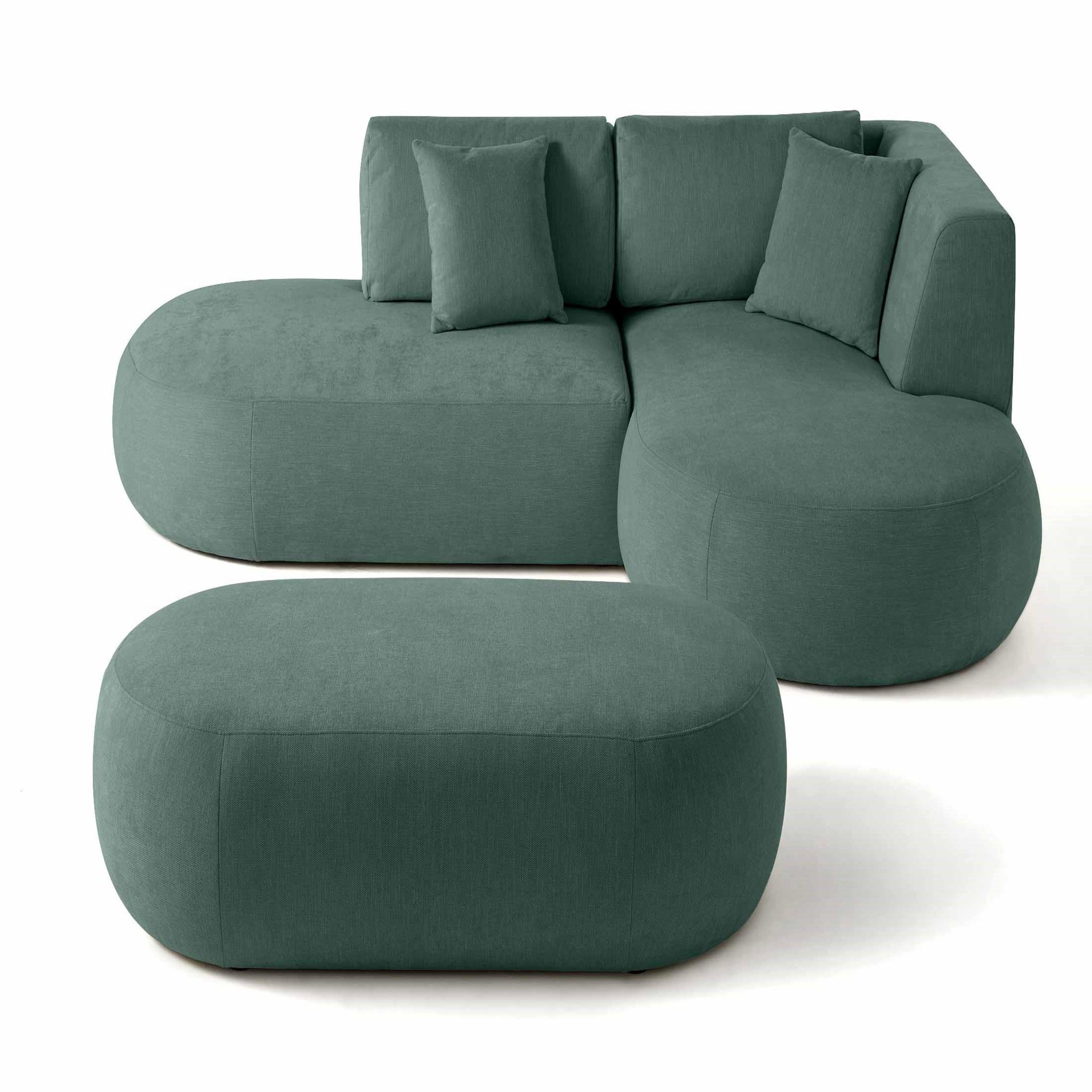 Voir la diapositive 3 : LISA DESIGN Santorini - canapé modulable d'angle droit + pouf - 4 places - en tissu texturé