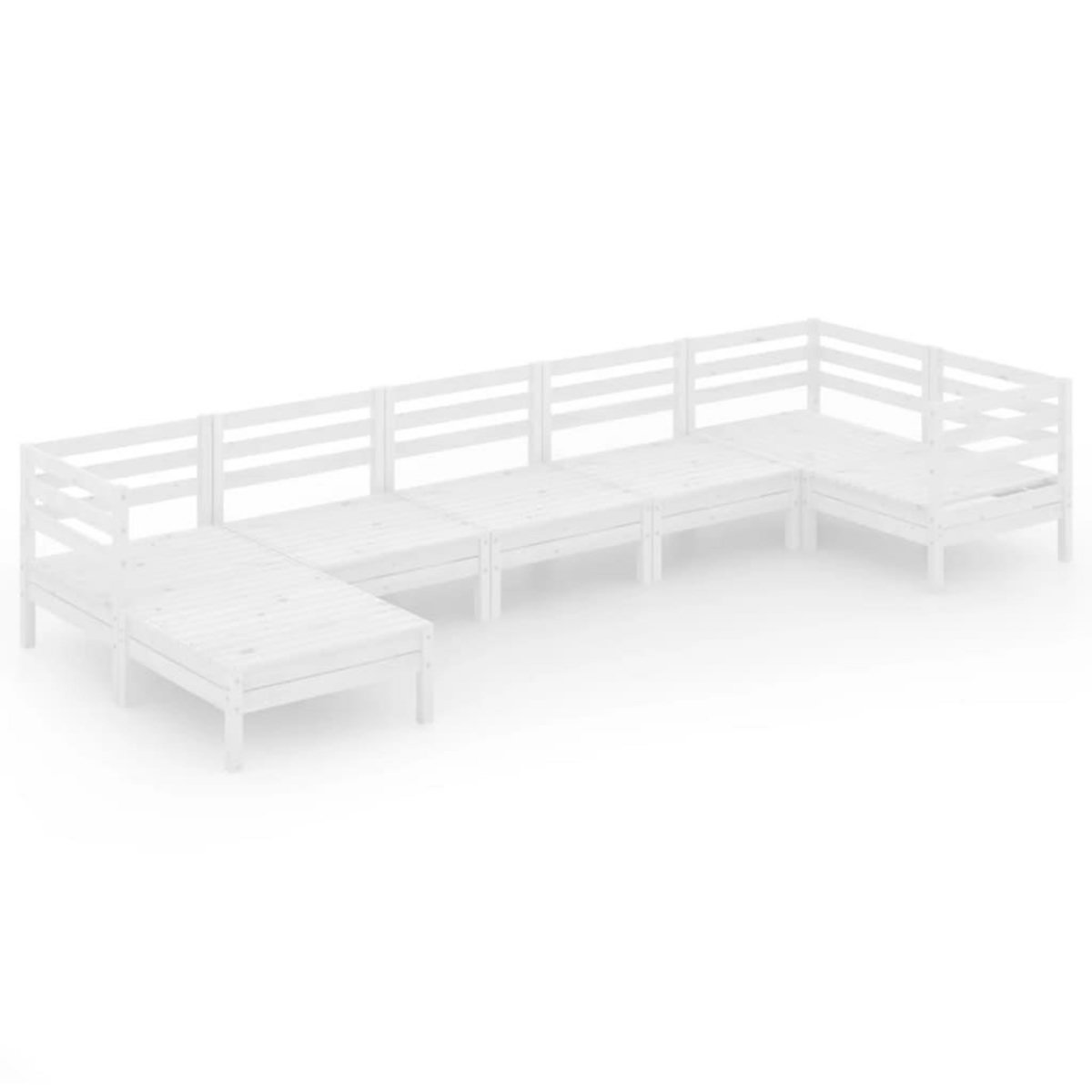 VIDAXL Salon de jardin 7 pcs Bois de pin massif Blanc
