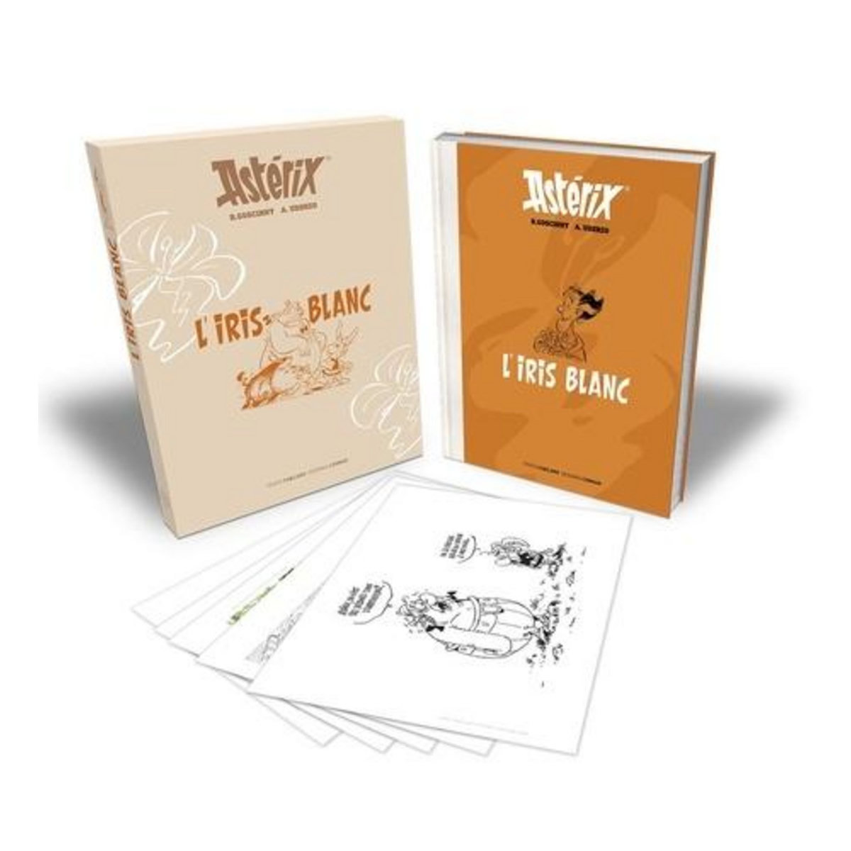 ASTERIX TOME 40 : L'IRIS BLANC. L'ARTBOOK. COFFRET AVEC 5 EX-LIBRIS, EDITION SPECIALE EN NOIR & BLANC, Fabcaro