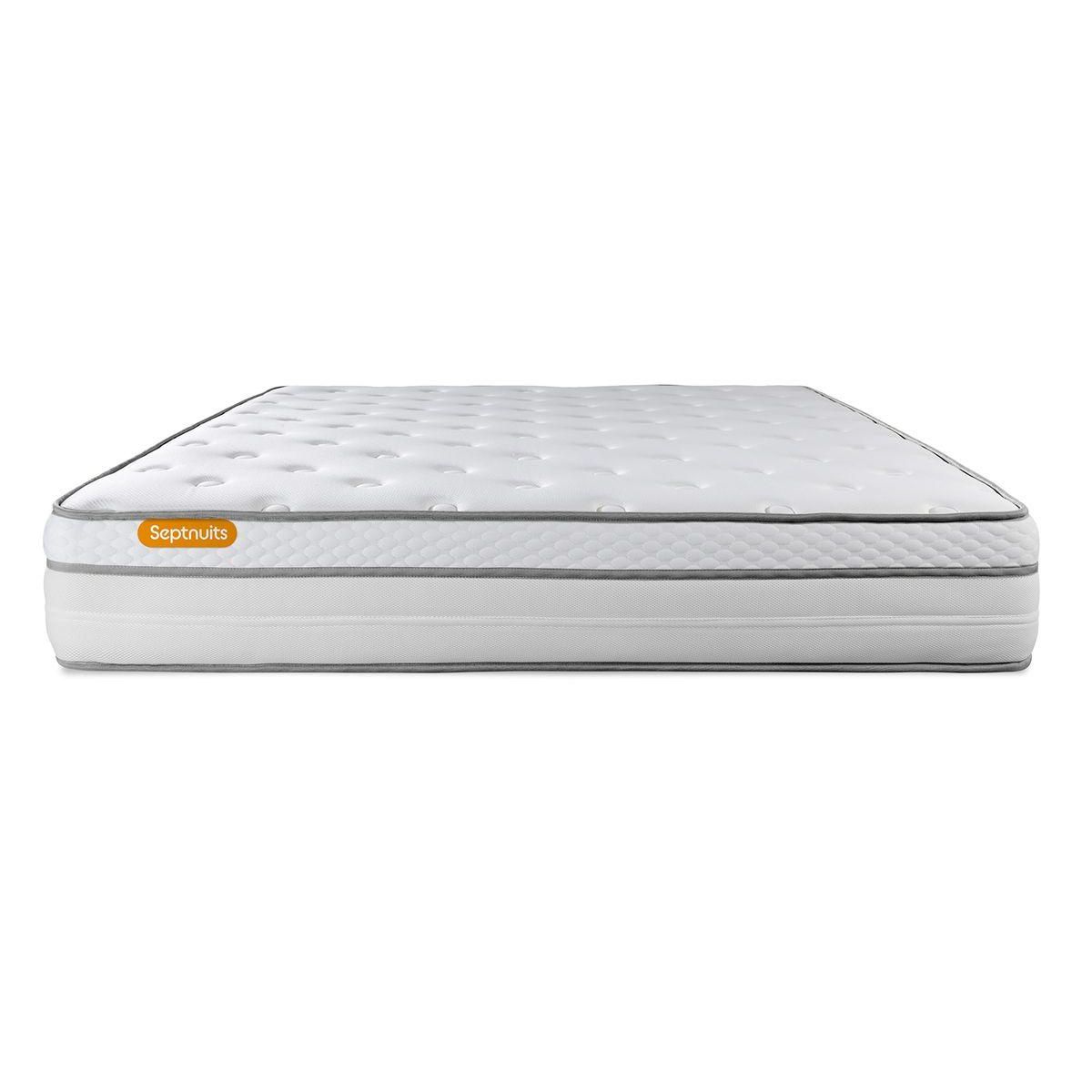 SEPTNUITS Matelas Memo Luxe  Ressorts ensachés + mémoire de forme 5 zones de confort MAXI épaisseur