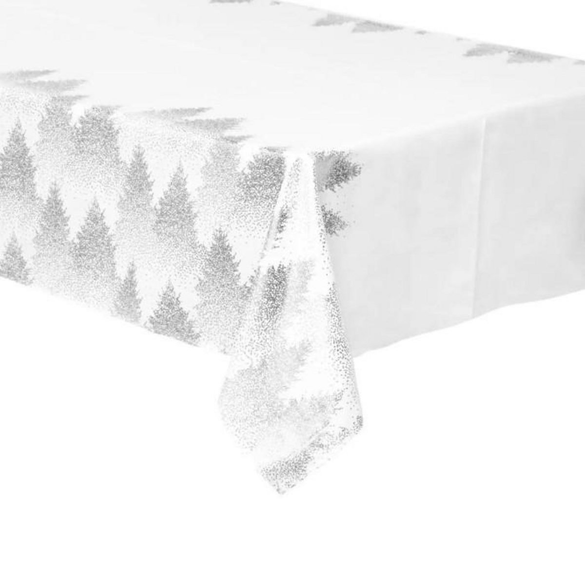 ATMOSPHERA Nappe Imprimée Sapin  Colorama  140x240cm Blanc & Argent
