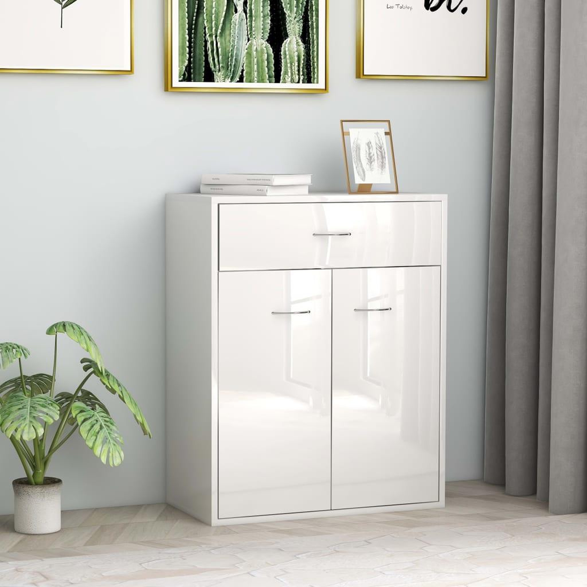 Voir la diapositive 1 : VIDAXL Buffet Blanc brillant 60x30x75 cm Bois d'ingenierie