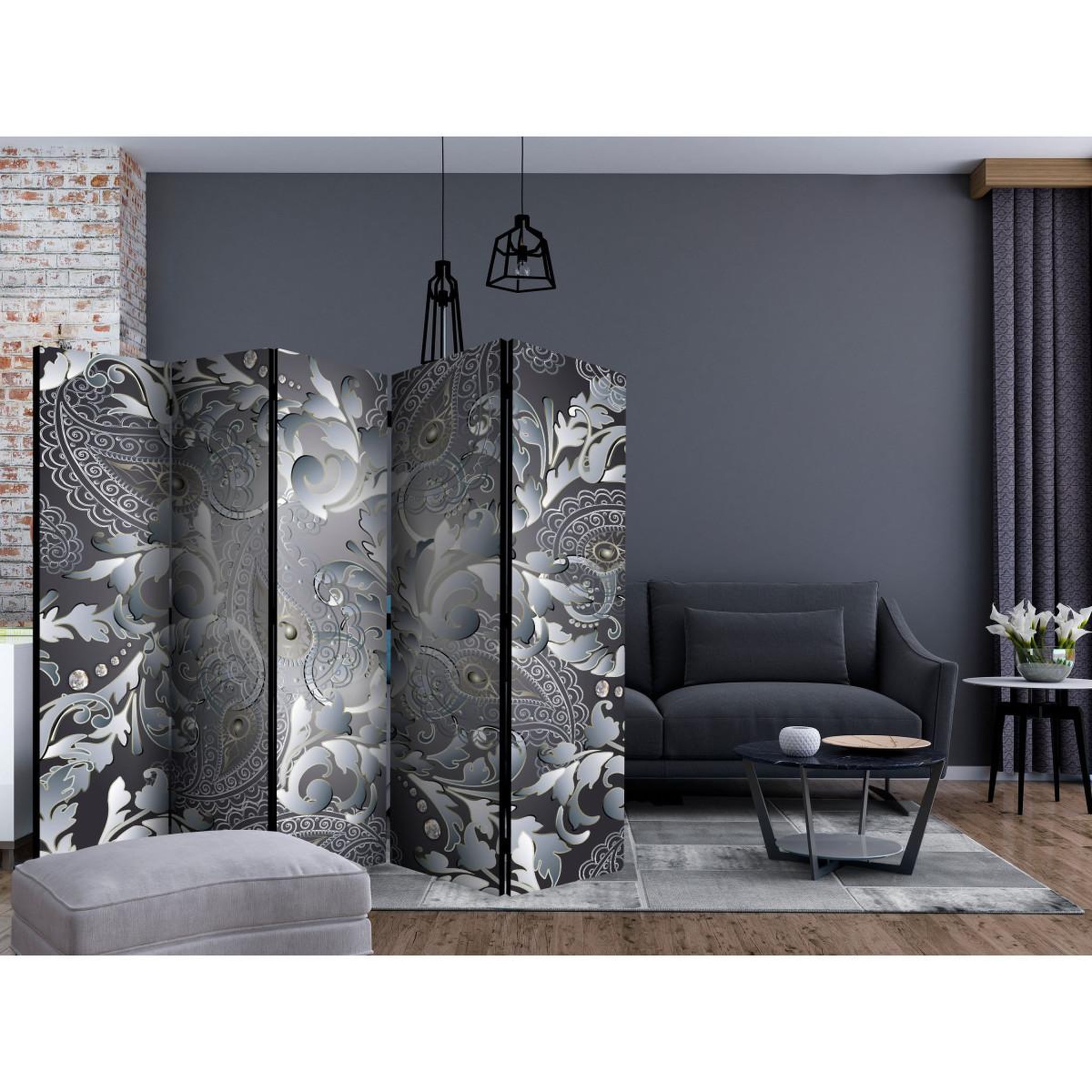 Voir la diapositive 2 : Paris Prix Paravent 5 volets  oriental pattern  172x225cm