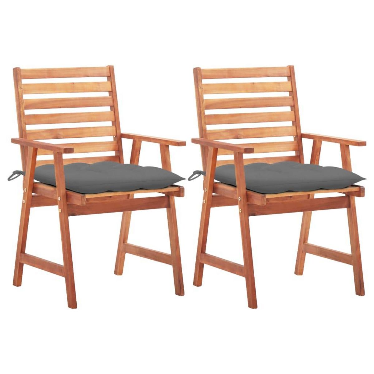 VIDAXL Chaises a manger d'exterieur lot de 2 et coussins Acacia massif