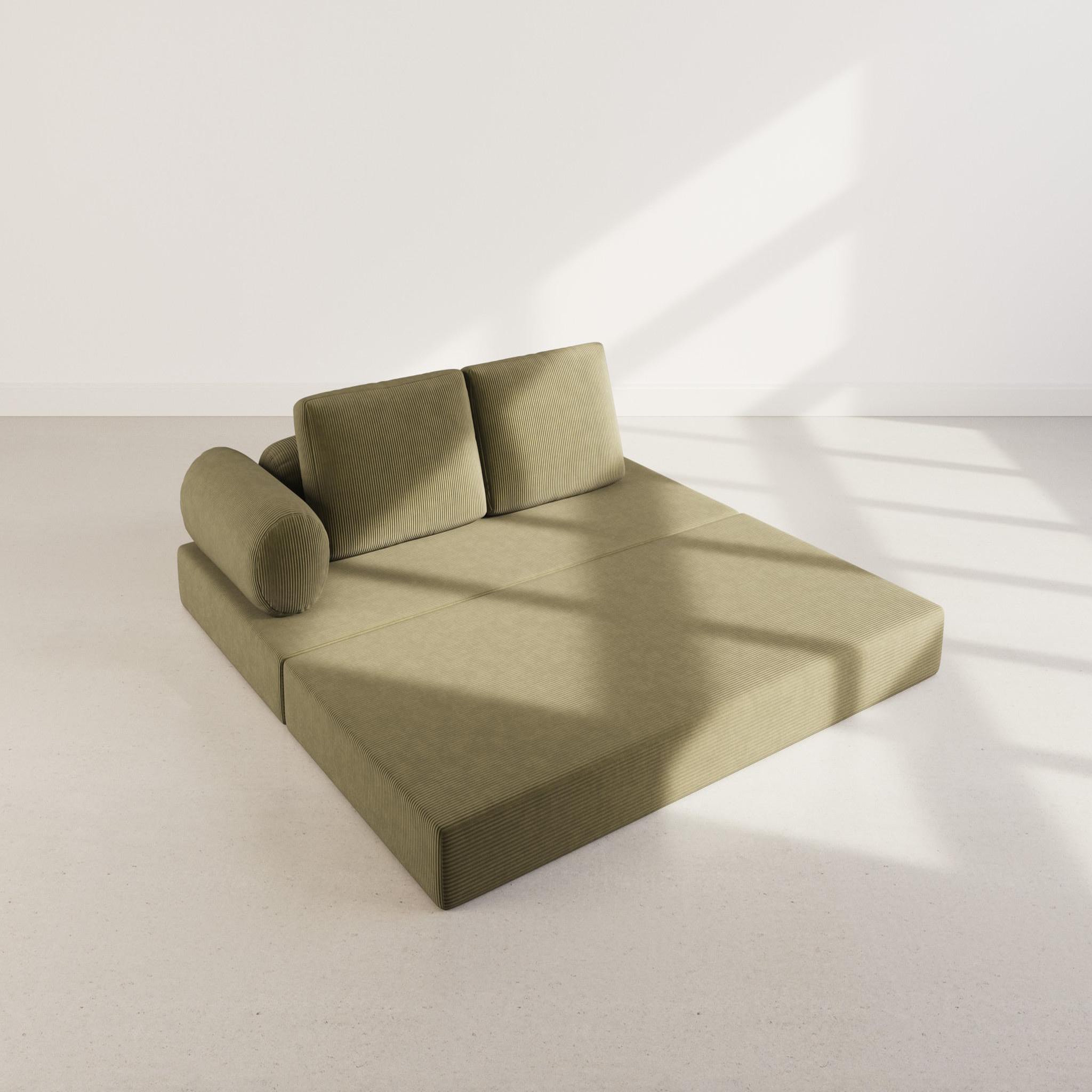 Voir la diapositive 3 : LISA DESIGN Lonny - canapé 3 places convertible en velours côtelé