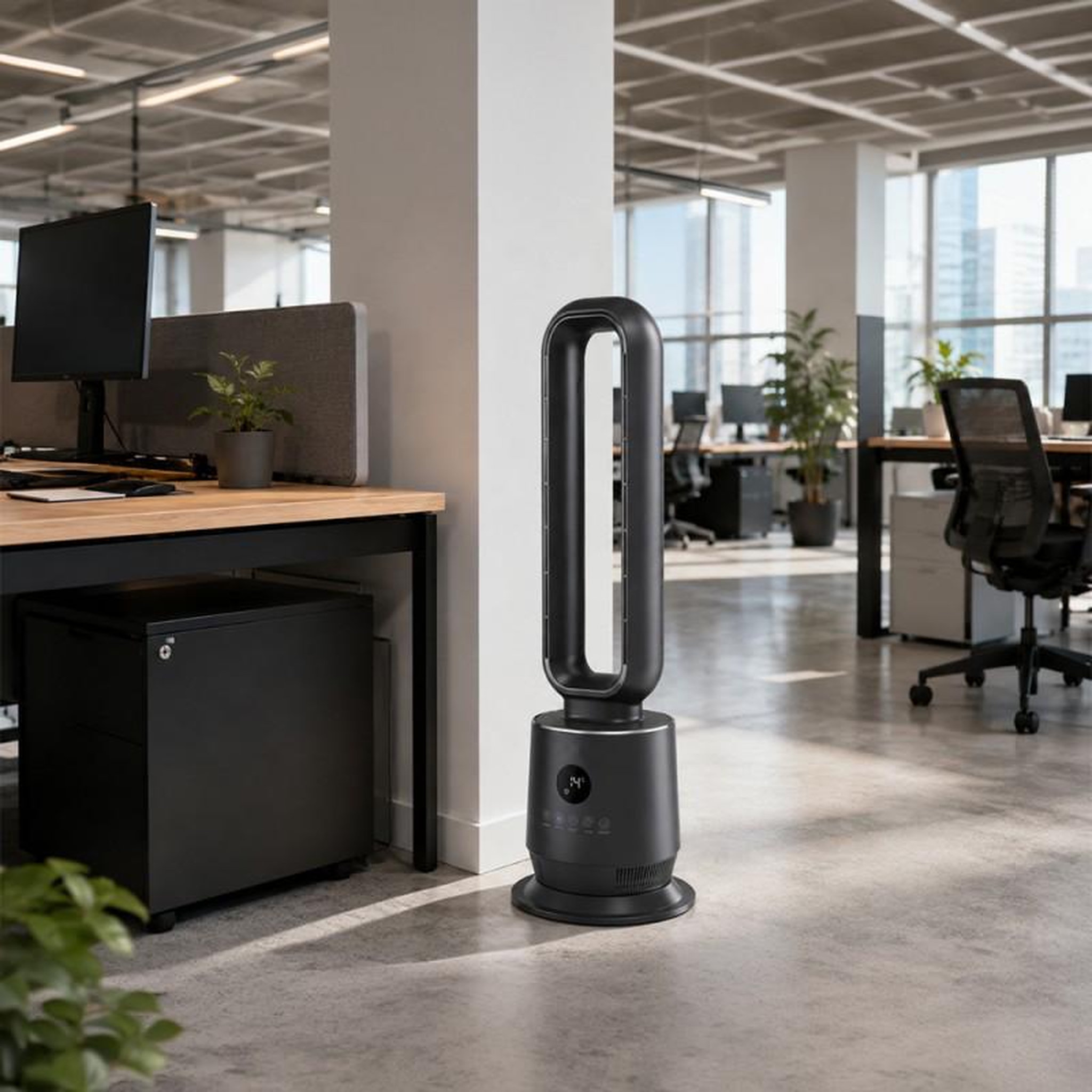 Voir la diapositive 4 : Ventilateur colonne sans pales - 3 vitesses - télécommande - silencieux