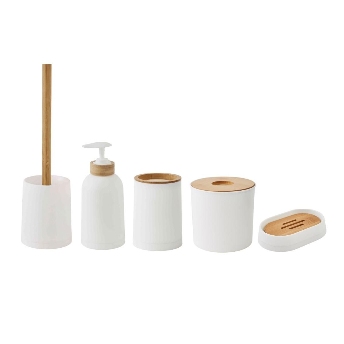 GUY LEVASSEUR Set de salle de bain 28x31x31cm uni 5 pièces en bambou blanc