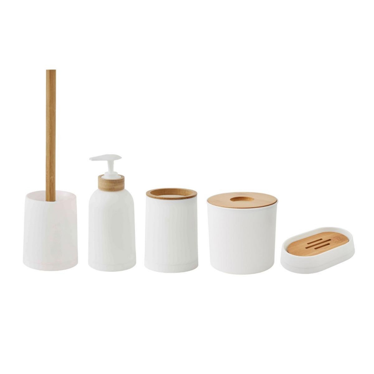 GUY LEVASSEUR Set de salle de bain 28x31x31cm uni 5 pièces en bambou blanc