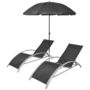 Voir la diapositive 2 : VIDAXL Chaises longues et parasol Aluminium Noir
