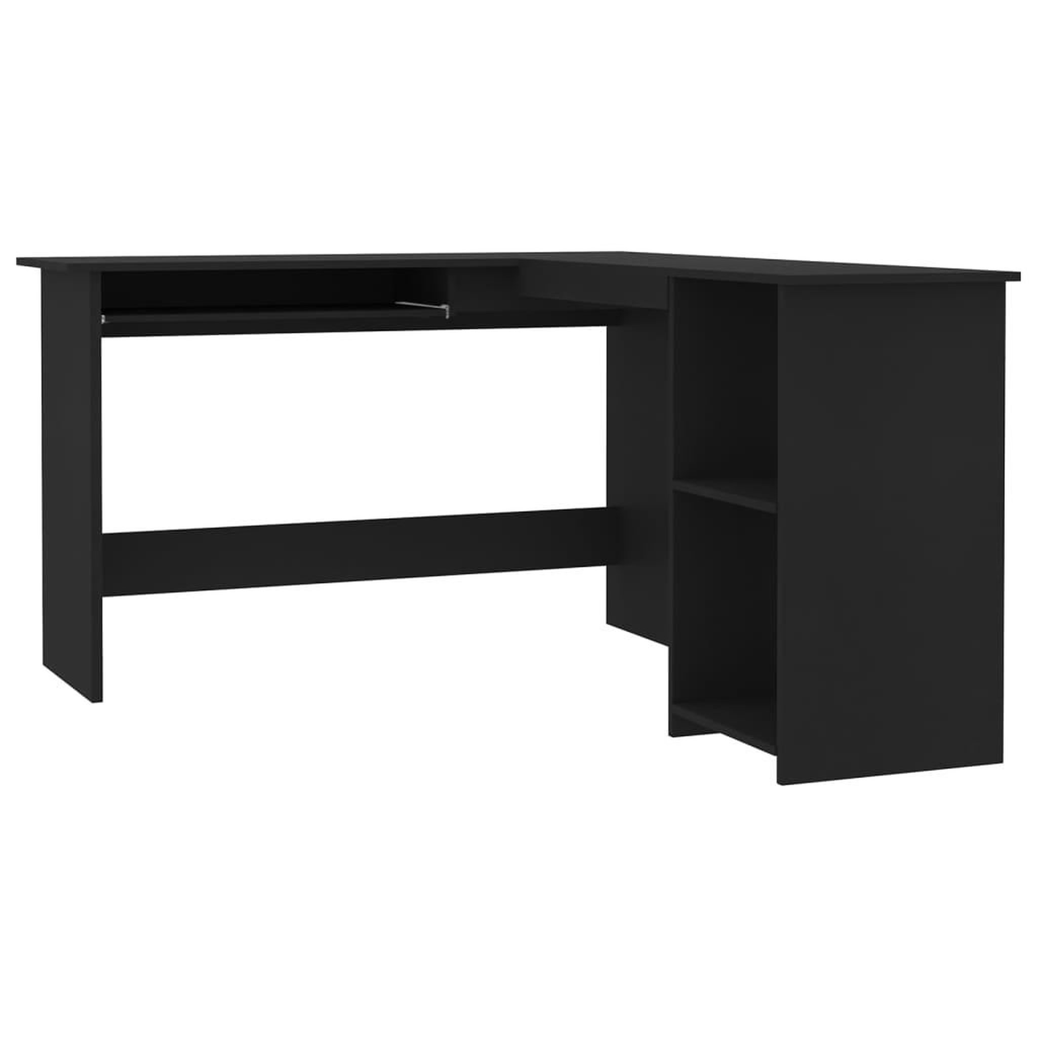 Voir la diapositive 2 : VIDAXL Bureau d'angle en forme de L Noir 120x140x75cm bois ingenierie