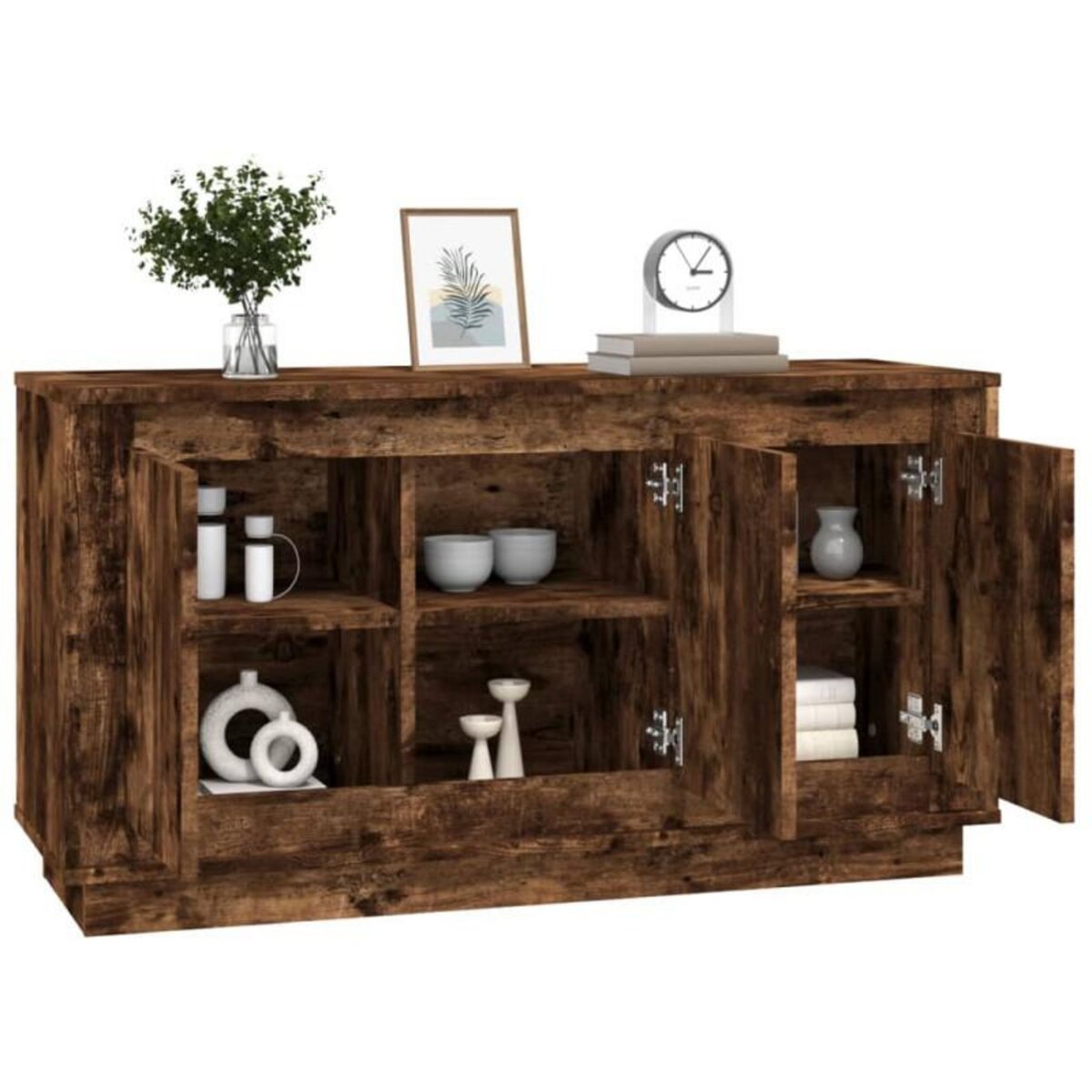 VIDAXL Buffet chêne fumé 102x35x55 cm bois d ingénierie