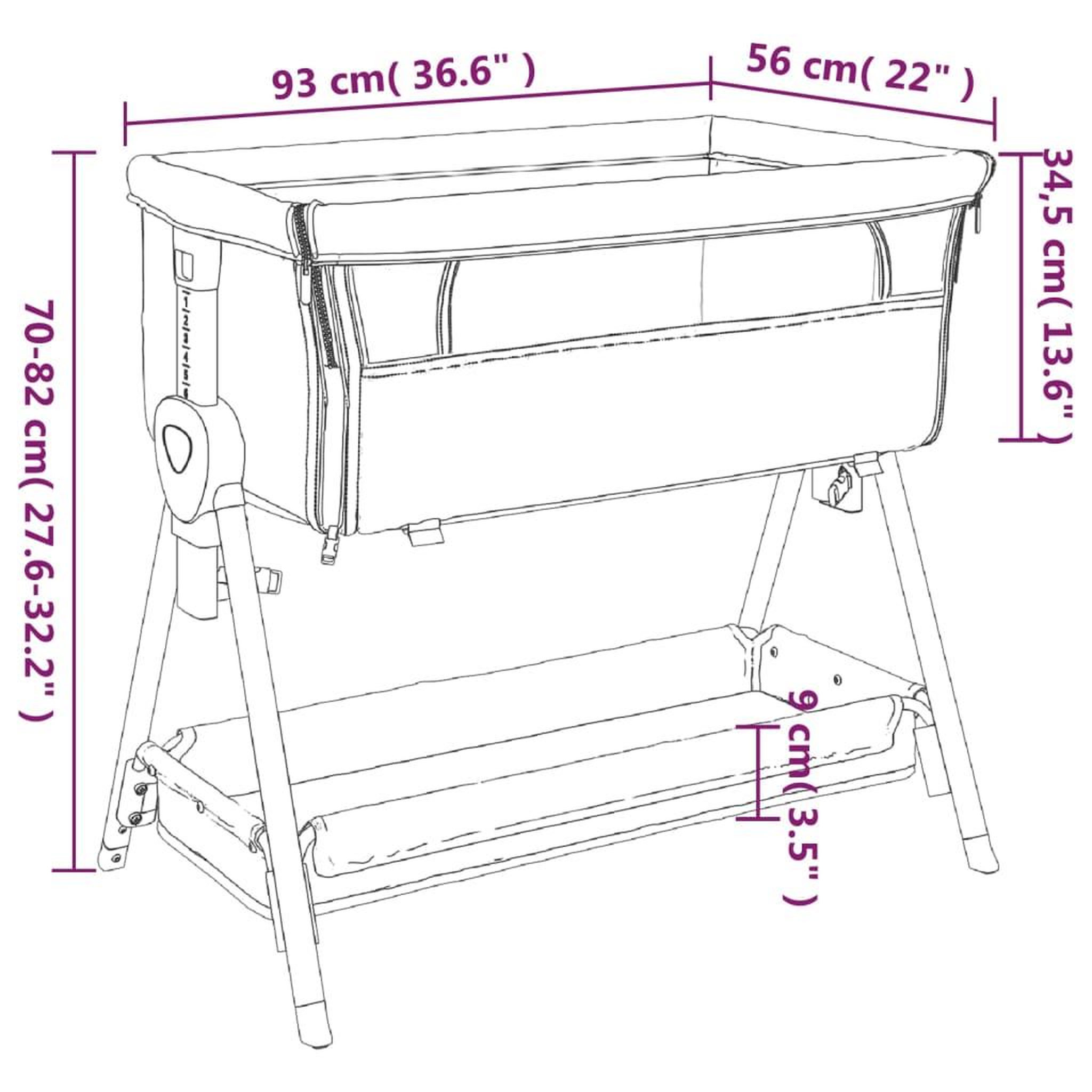 Voir la diapositive 6 : VIDAXL Lit pour bebe avec matelas Gris fonce Tissu de lin