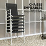 Voir la diapositive 5 : OUTSUNNY Ensemble de jardin 6 pers. 6 chaises empilables table plateau verre trempé 5 mm métal époxy gris textilène noir