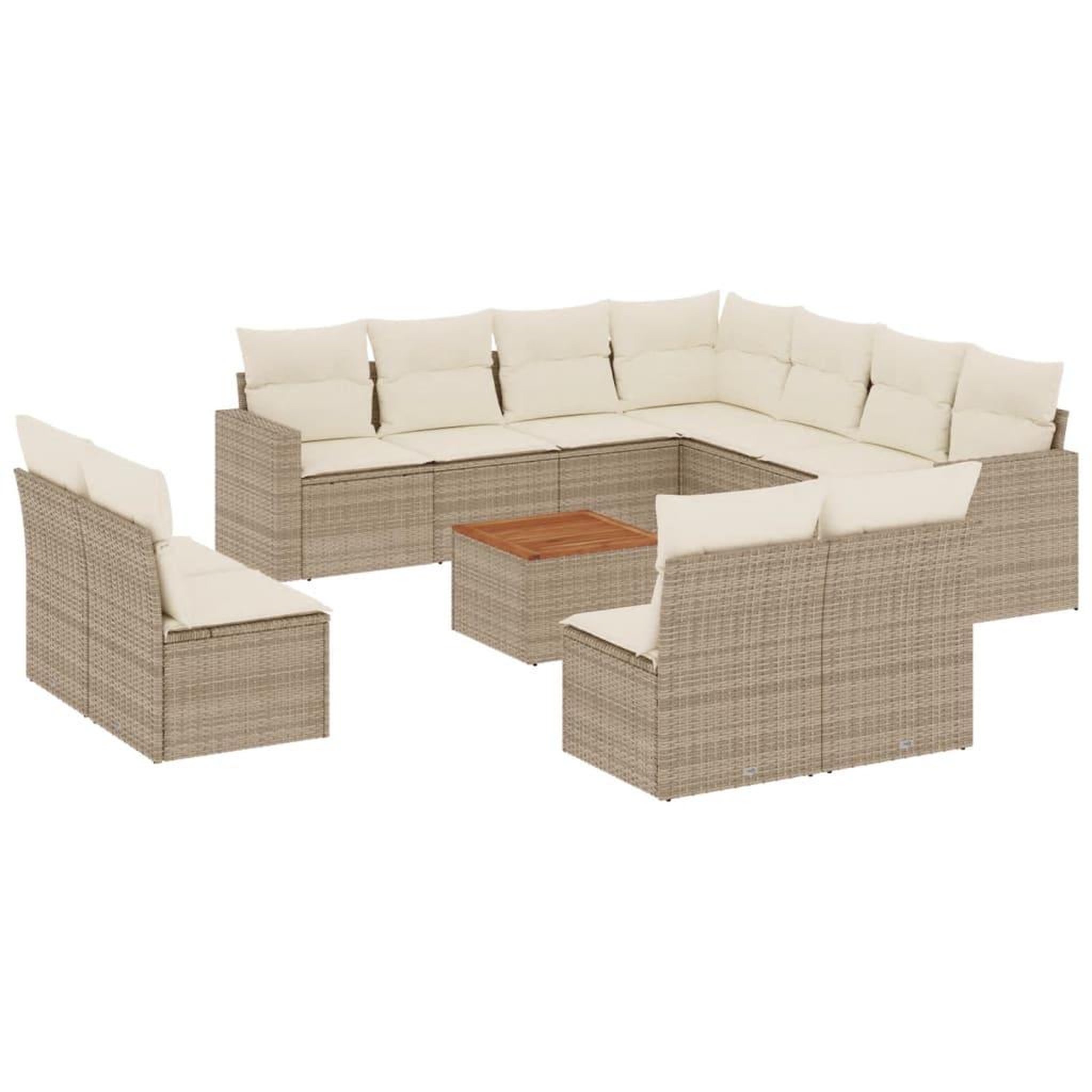 Voir la diapositive 2 : VIDAXL Salon de jardin avec coussins 12 pcs beige resine tressee