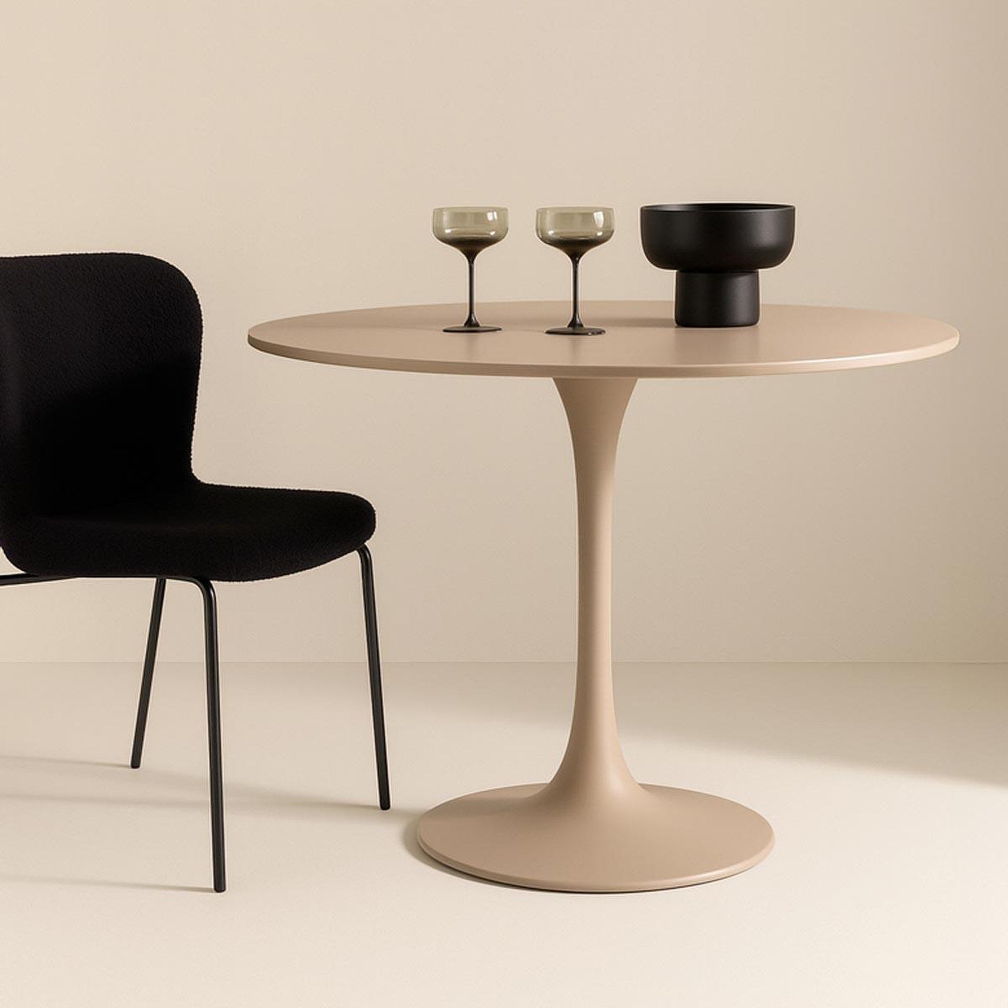 Voir la diapositive 2 : Paris Prix Table à manger ronde  glade  100cm beige