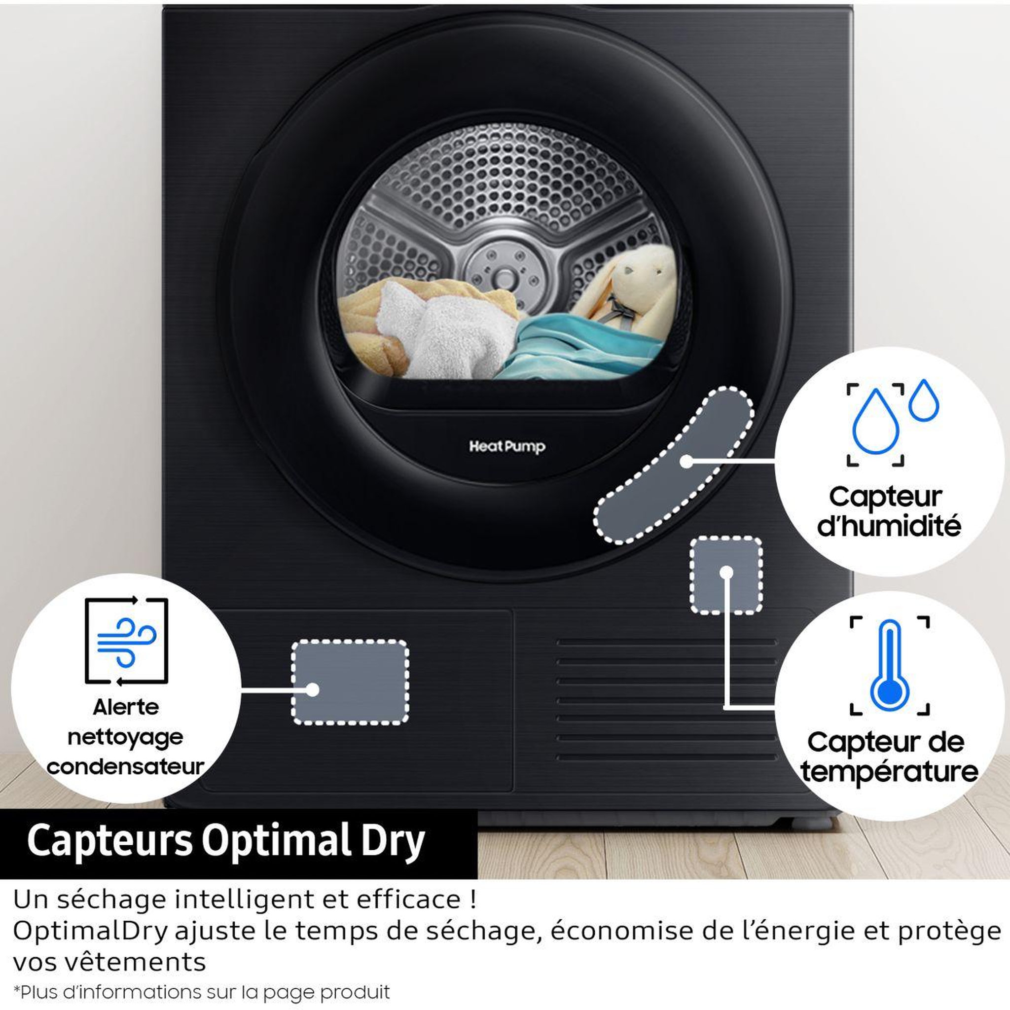 Voir la diapositive 4 : Samsung Sèche linge pompe à chaleur dv90dg52a0ah