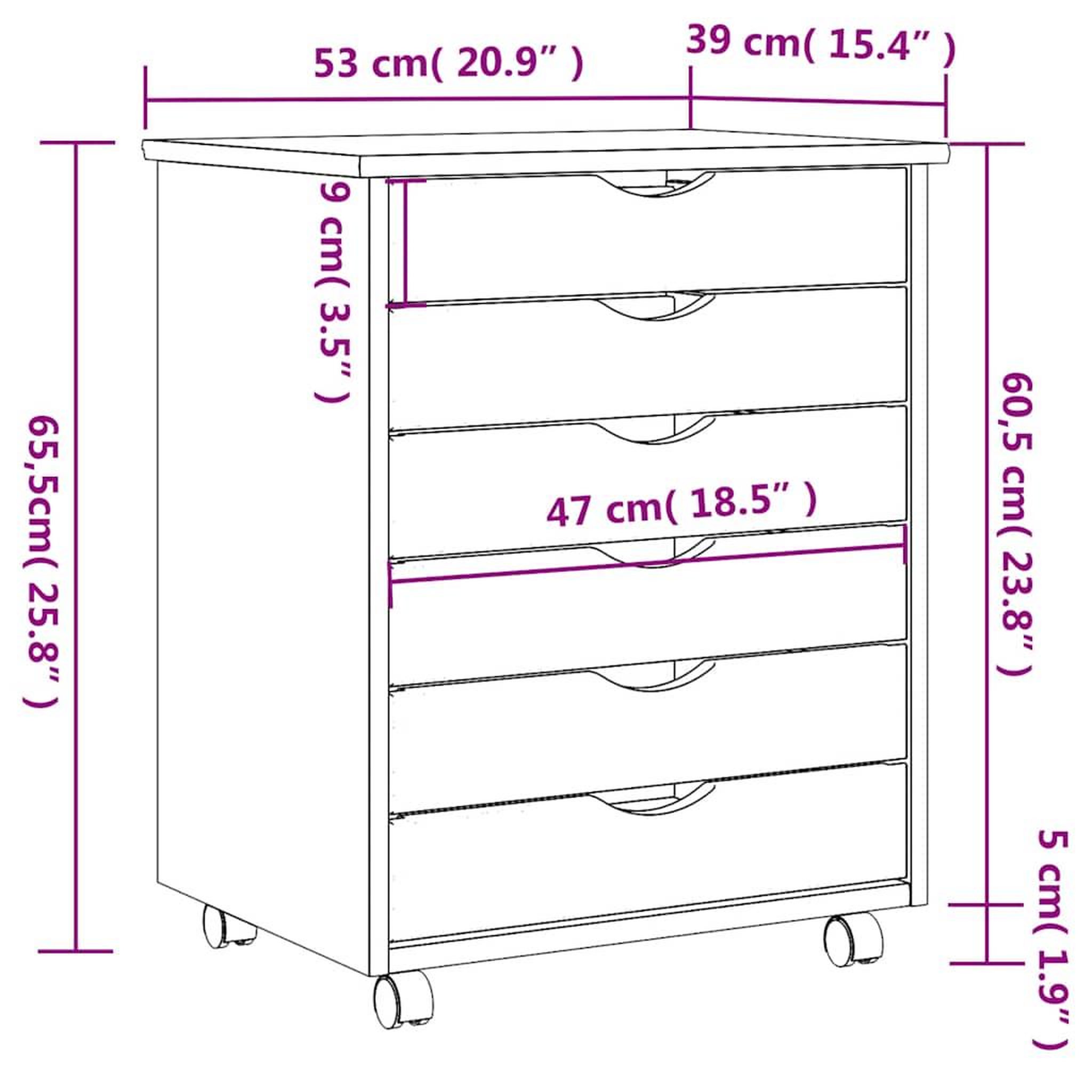 Voir la diapositive 6 : VIDAXL Armoire roulante avec tiroirs MOSS bois de pin marron miel