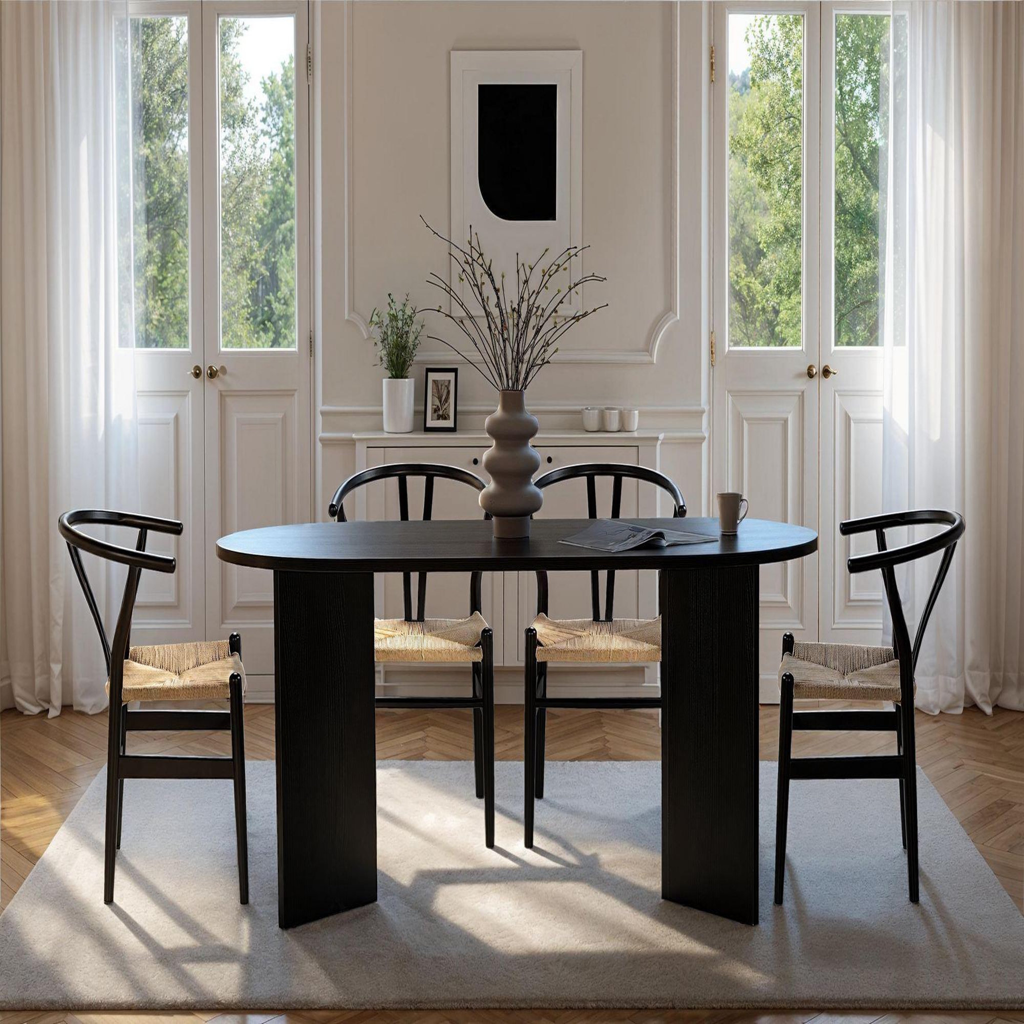 Voir la diapositive 3 : Habitat et Jardin Table à manger en bois  sablin  - 180 x 89 x 75 cm - bois noir