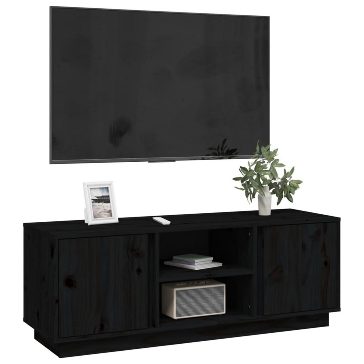 VIDAXL Meuble TV Noir 110x35x40,5 cm Bois de pin massif