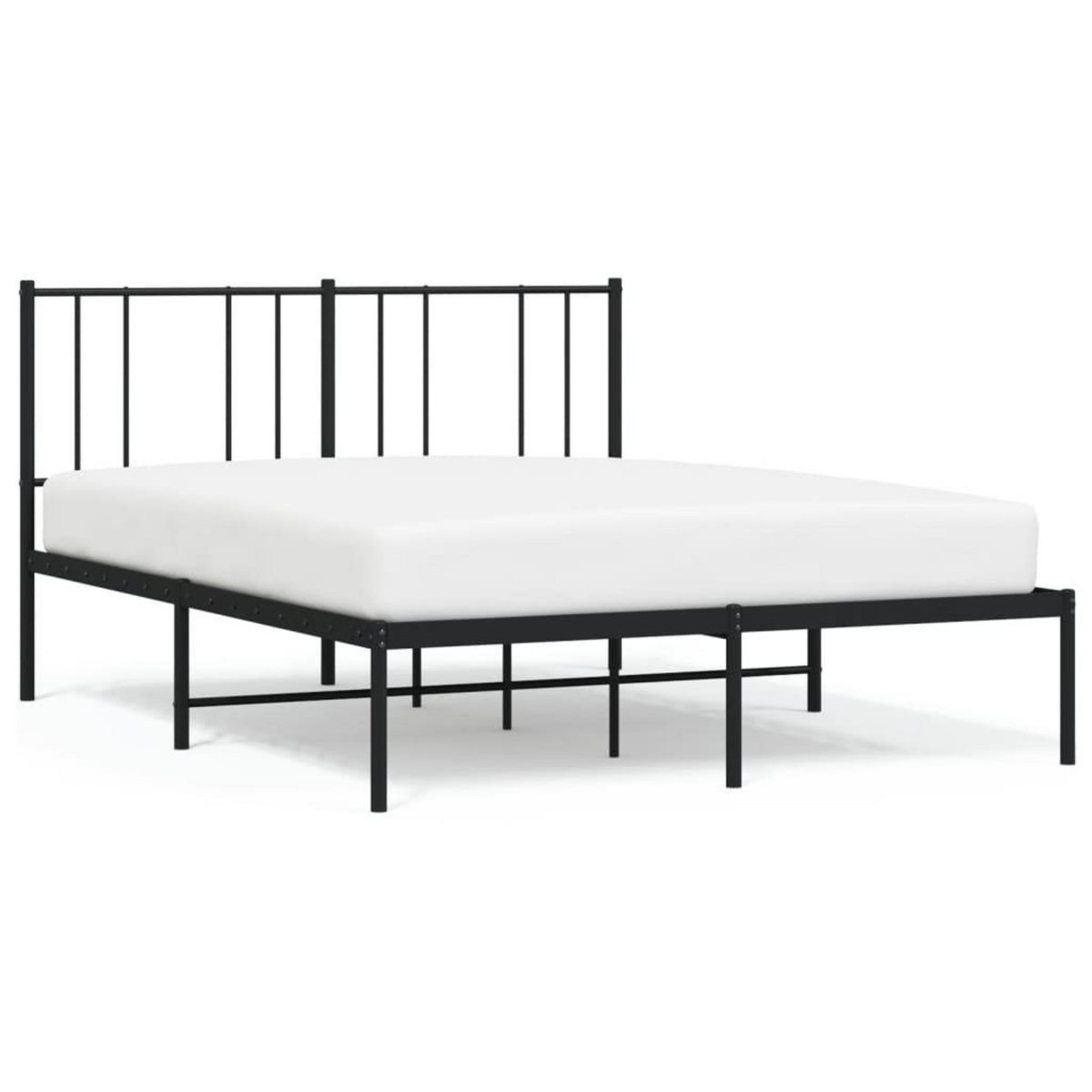 VIDAXL Cadre de lit metal sans matelas avec tete de lit noir 140x200cm
