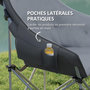 Voir la diapositive 6 : OUTSUNNY Chaise de camping pliante rembourrée revêtement toucher daim grand confort rangements sac inclus gris