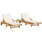 VIDAXL Chaises longues lot de 2 avec table bois massif d'acacia
