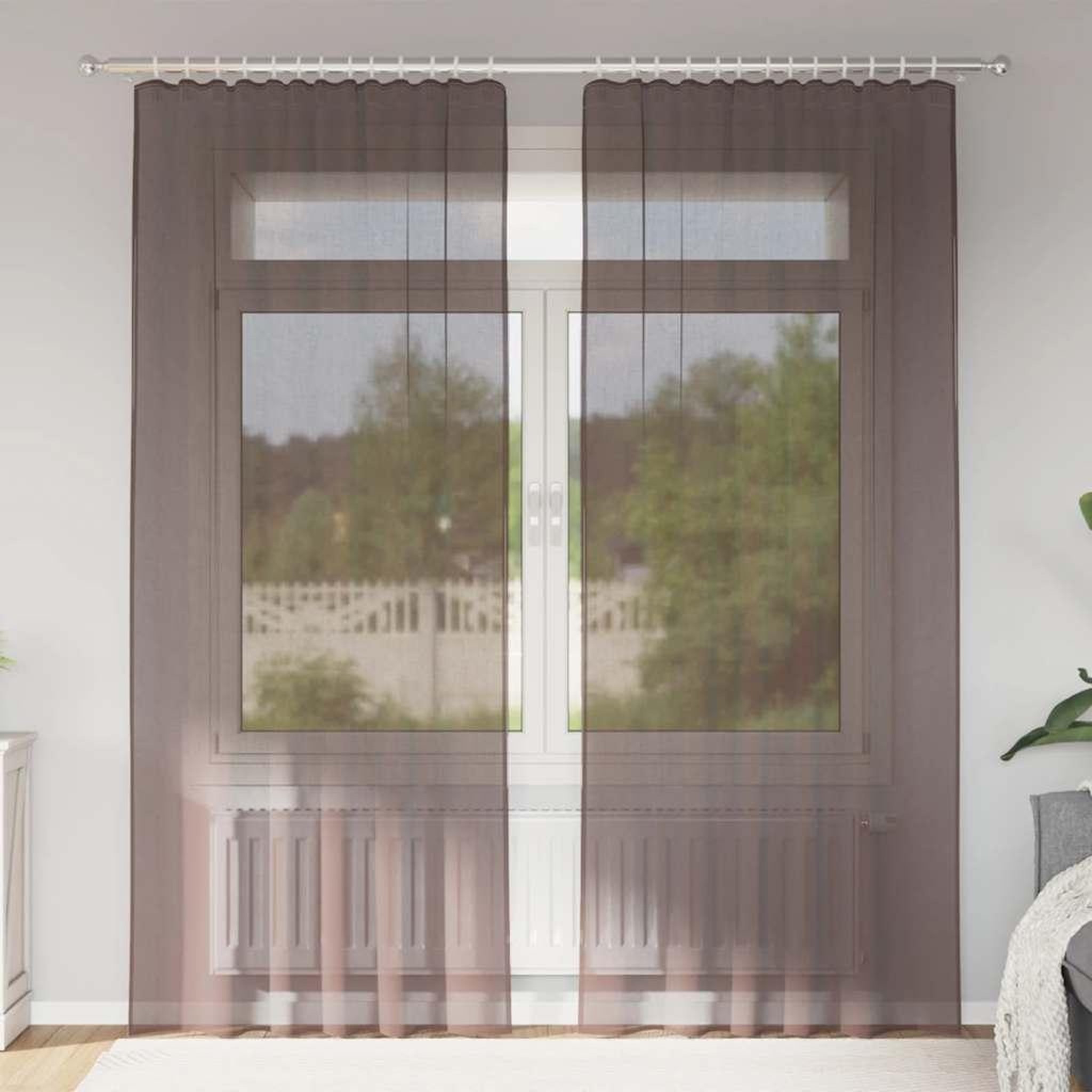 VIDAXL Rideaux en voile avec passants 2 pcs marron