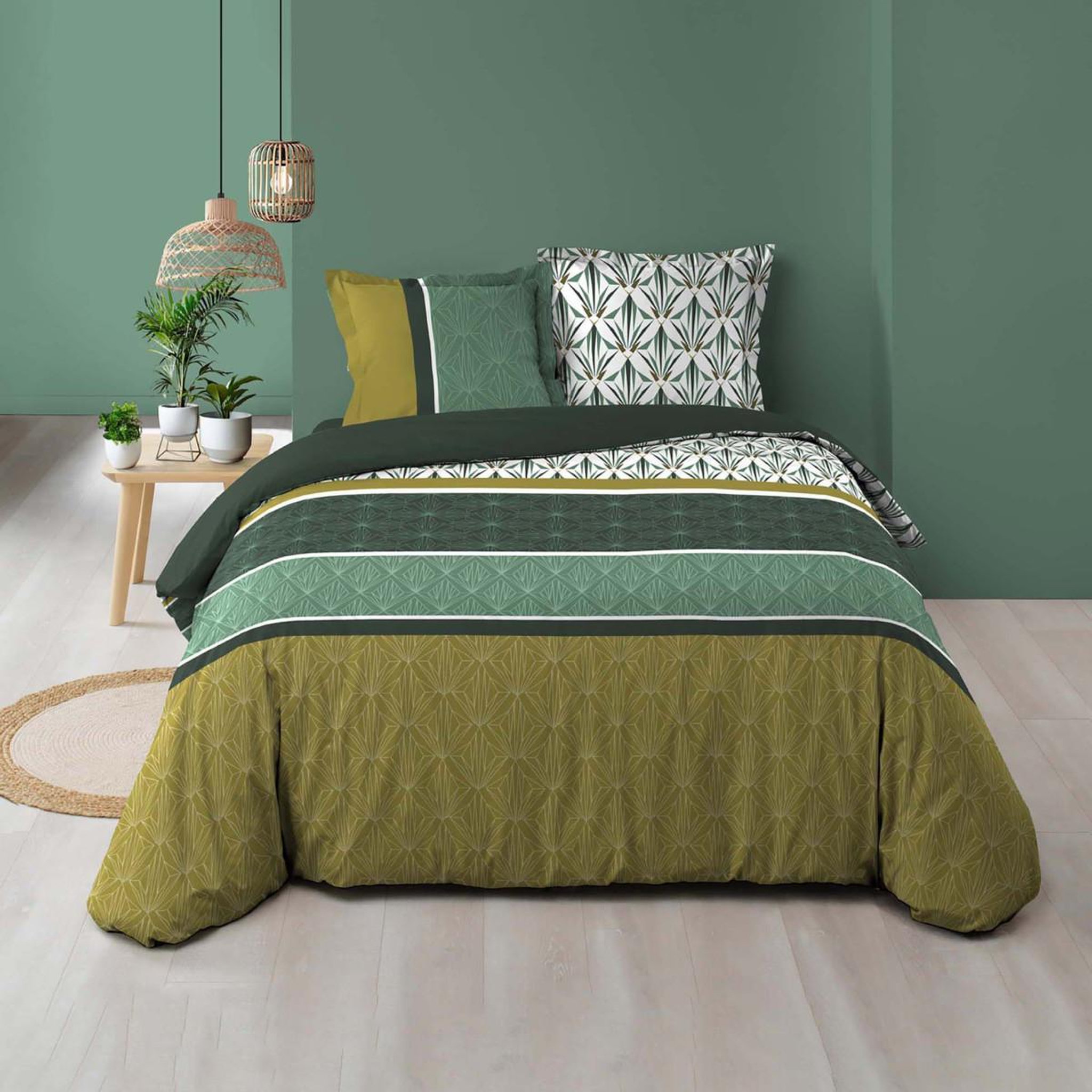 Voir la diapositive 1 : Douceur d'Intérieur Parure de lit 3 pièces  bogota  240x220cm vert