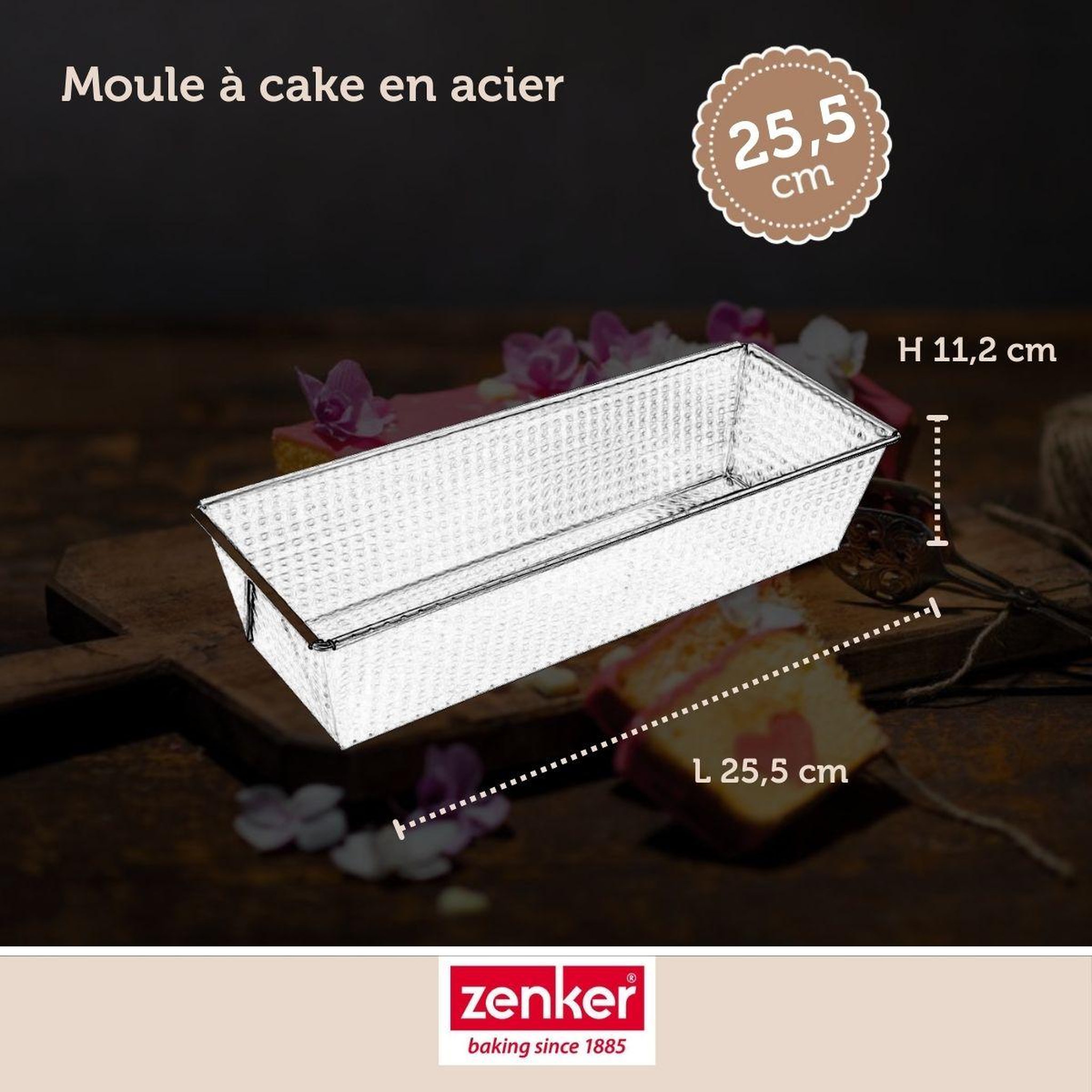 Voir la diapositive 3 : ZENKER Lot de 2 moules à cakes 25,5 x 11,2 cm zenker silver