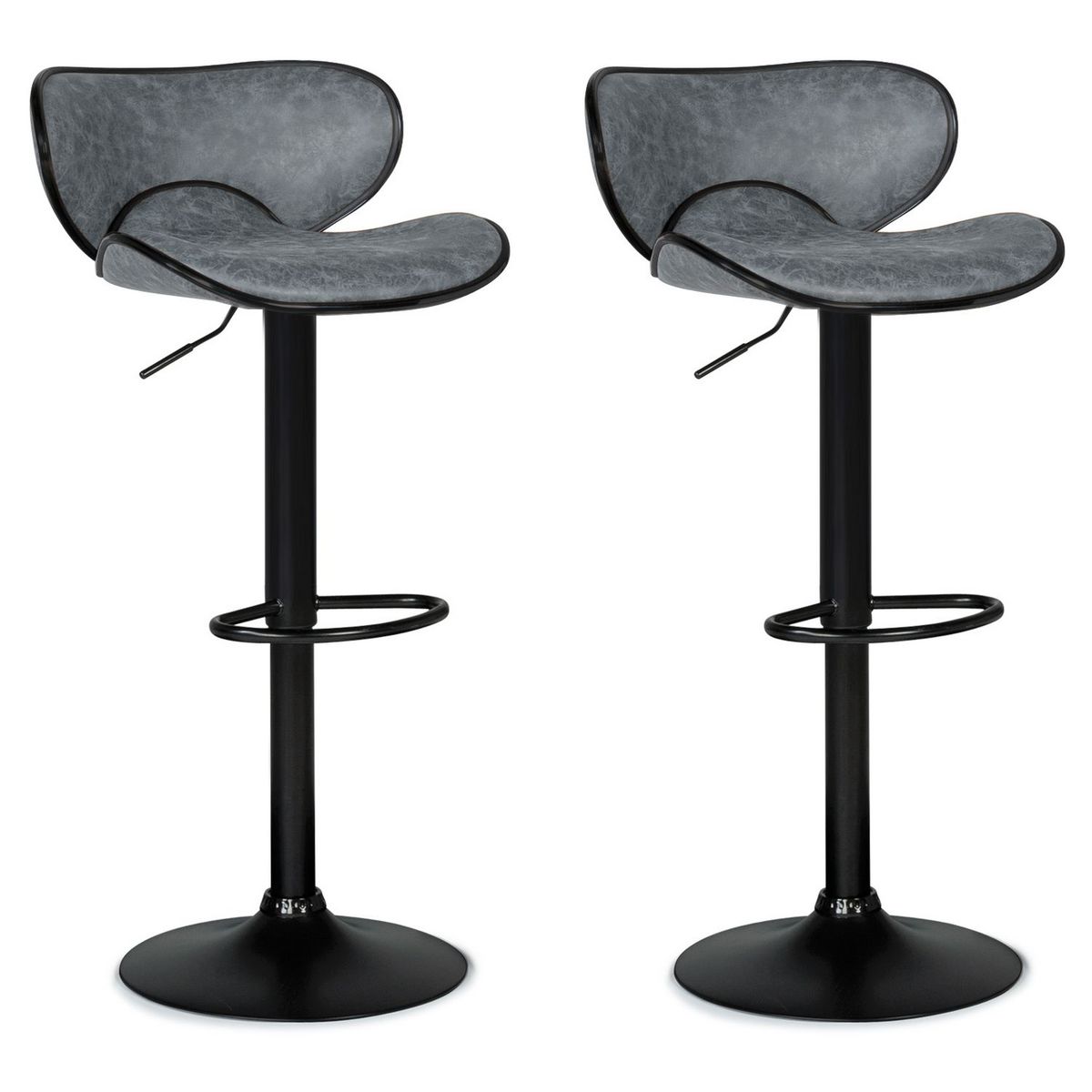 Lot de 2 tabourets de bar style vintage CLINT