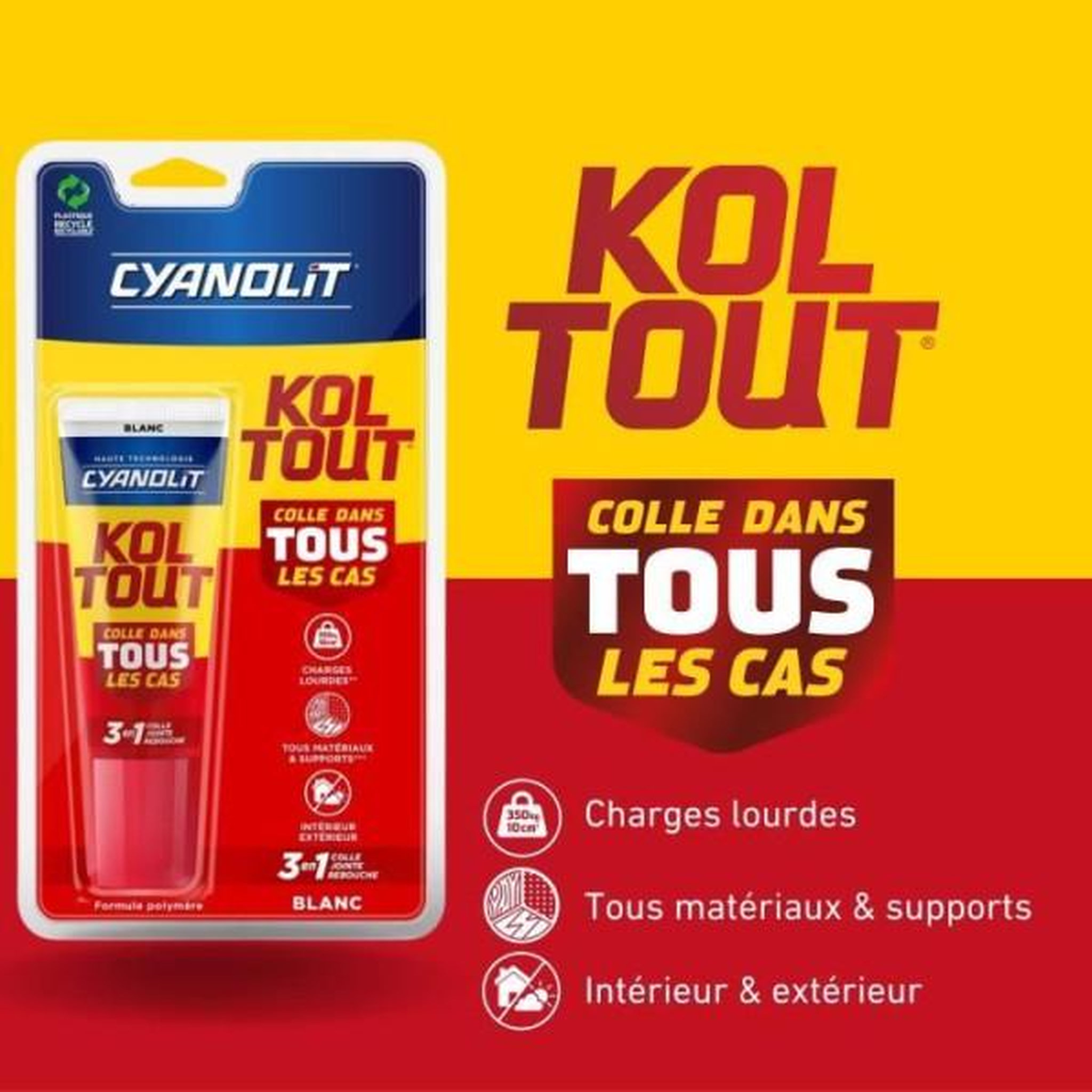 Voir la diapositive 2 : CYANOLIT Colle de fixation et d'étanchéité - CYANOLIT - Blanc - Blister 50ml - Pratique pour petites réparations - Polyvalente et ré