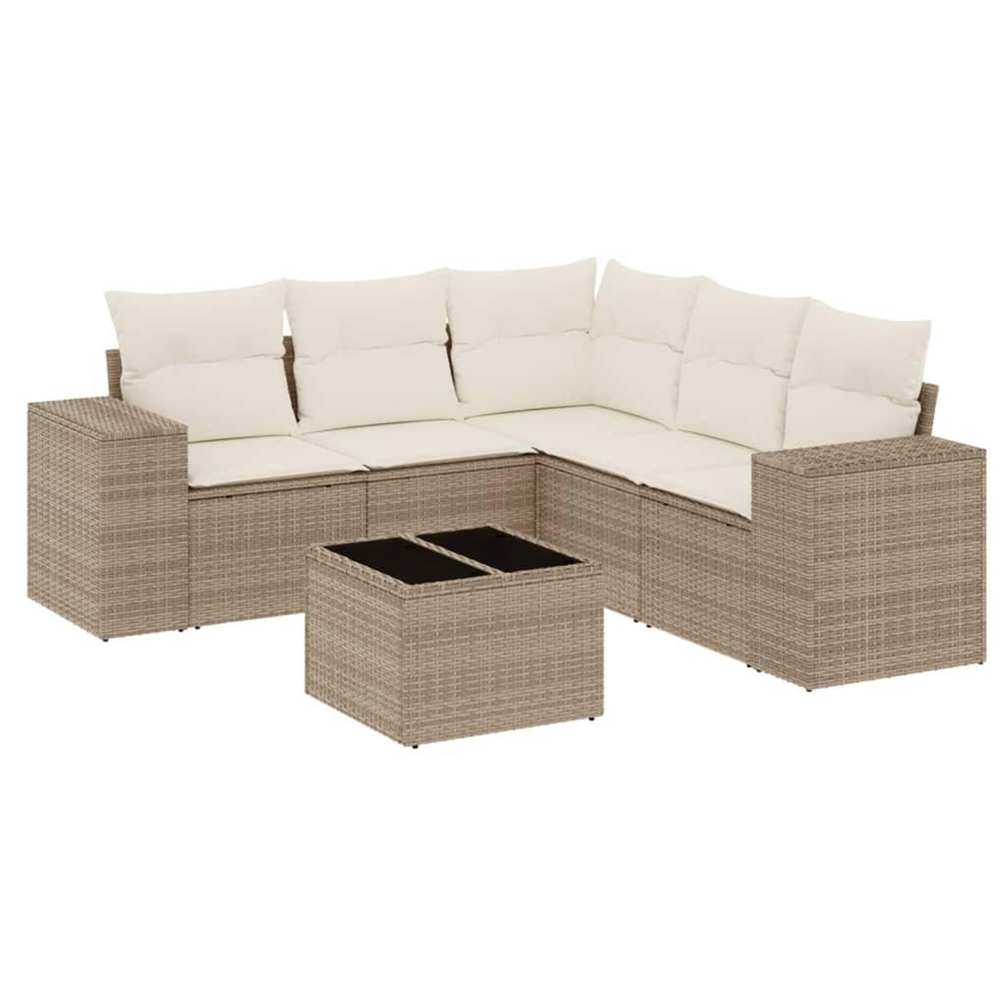 Voir la diapositive 2 : VIDAXL Salon de jardin avec coussins 6 pcs beige resine tressee