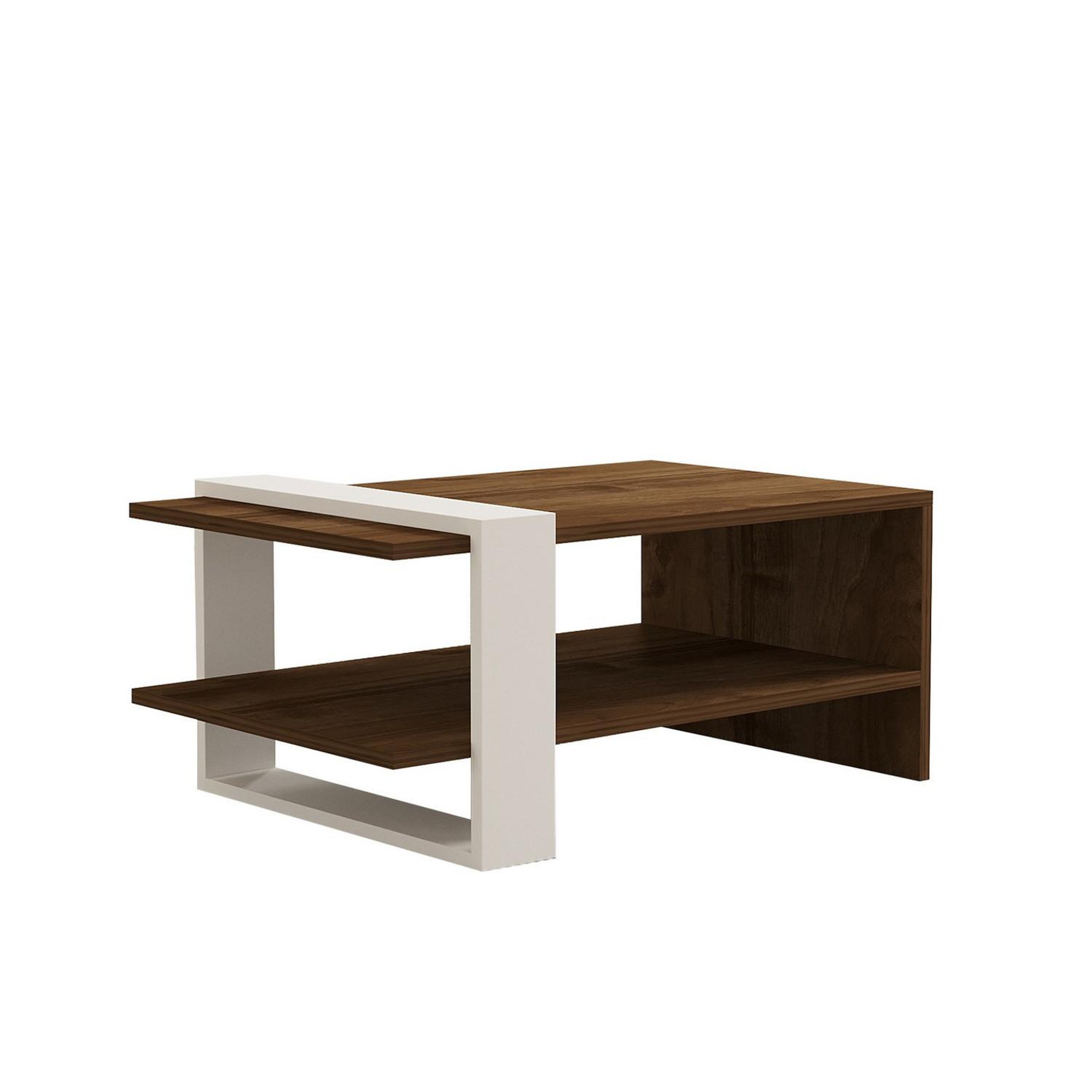 Habitat et Jardin Table basse en bois  gaye  - 80 x 50 x 35 cm - noyer, blanc