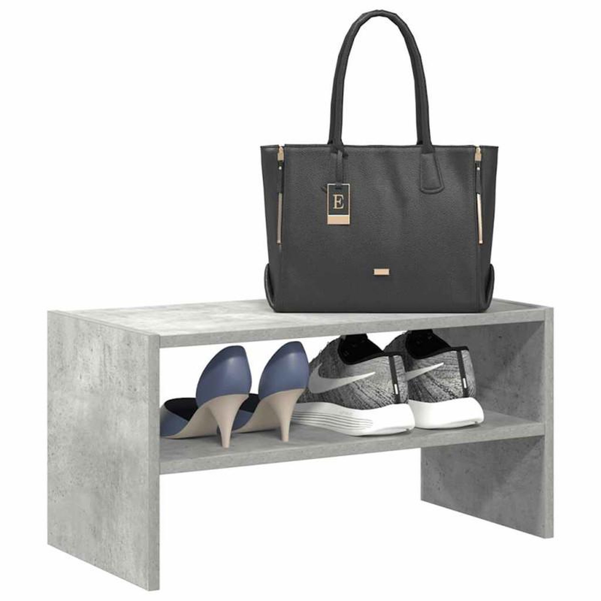 Voir la diapositive 1 : VIDAXL Étagère à chaussures empilable gris béton 60x30x30,5 cm