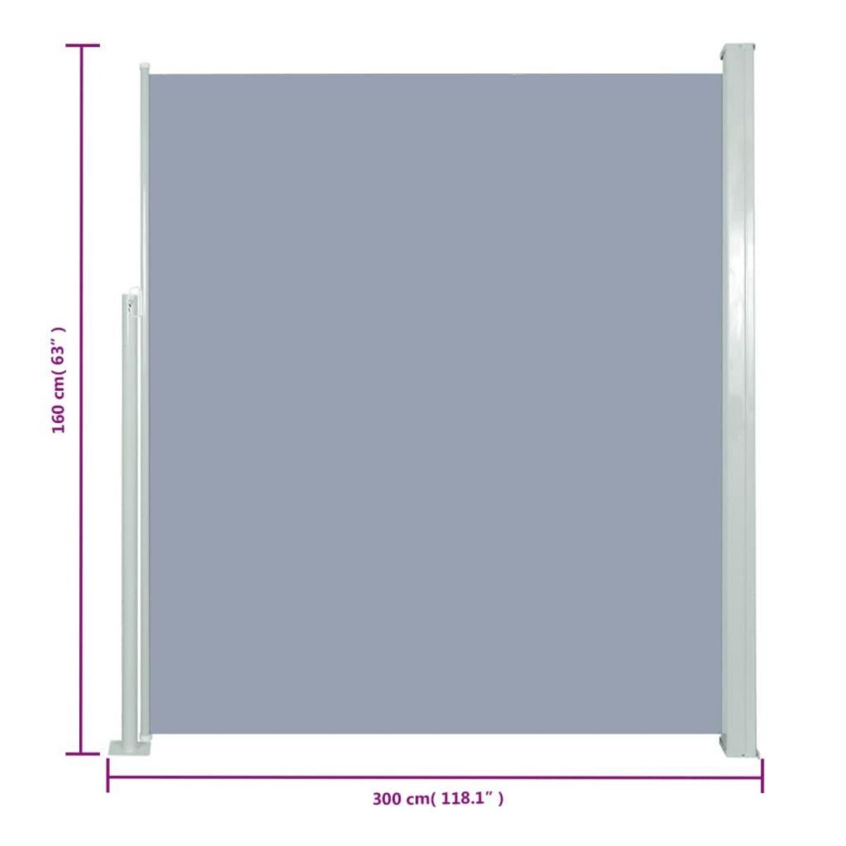 VIDAXL Auvent lateral retractable de patio 160x300 cm Gris