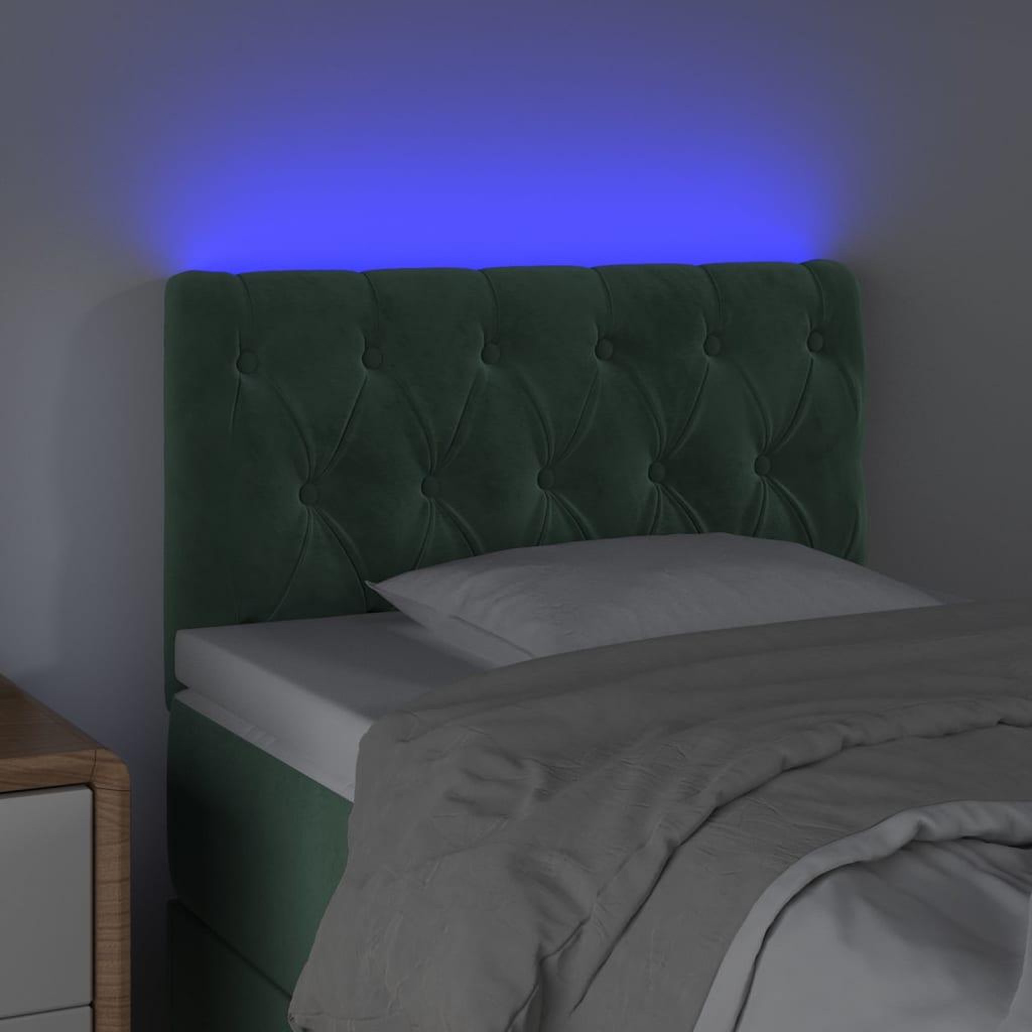 Voir la diapositive 3 : VIDAXL Tete de lit a LED Vert fonce 80x7x78/88 cm Velours