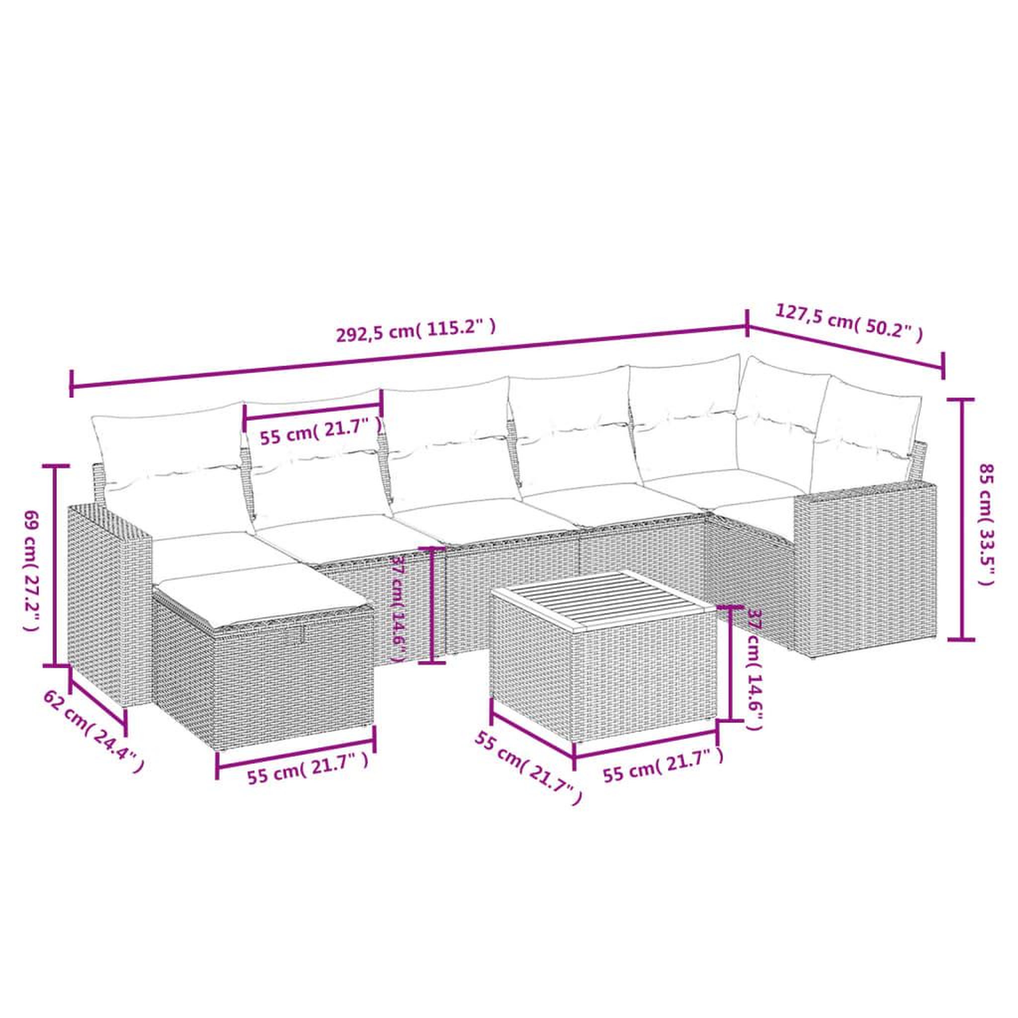 Voir la diapositive 5 : VIDAXL Salon de jardin 8 pcs avec coussins noir resine tressee