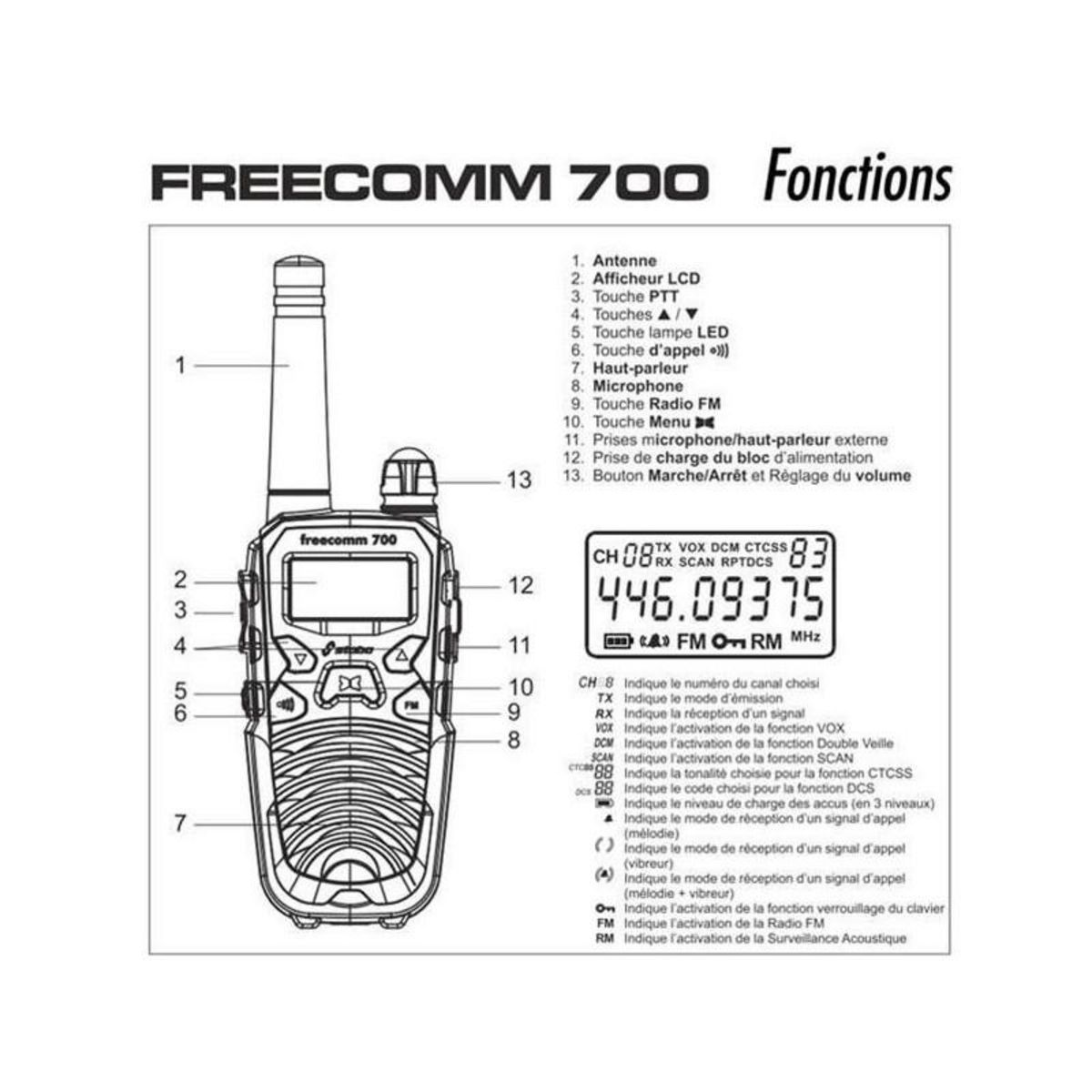TXMS700 - KIT 2 TALKIES WALKIES STABO SET FREECOMM 700 PRESIDENT ELECTRONICS - FREECOMM700