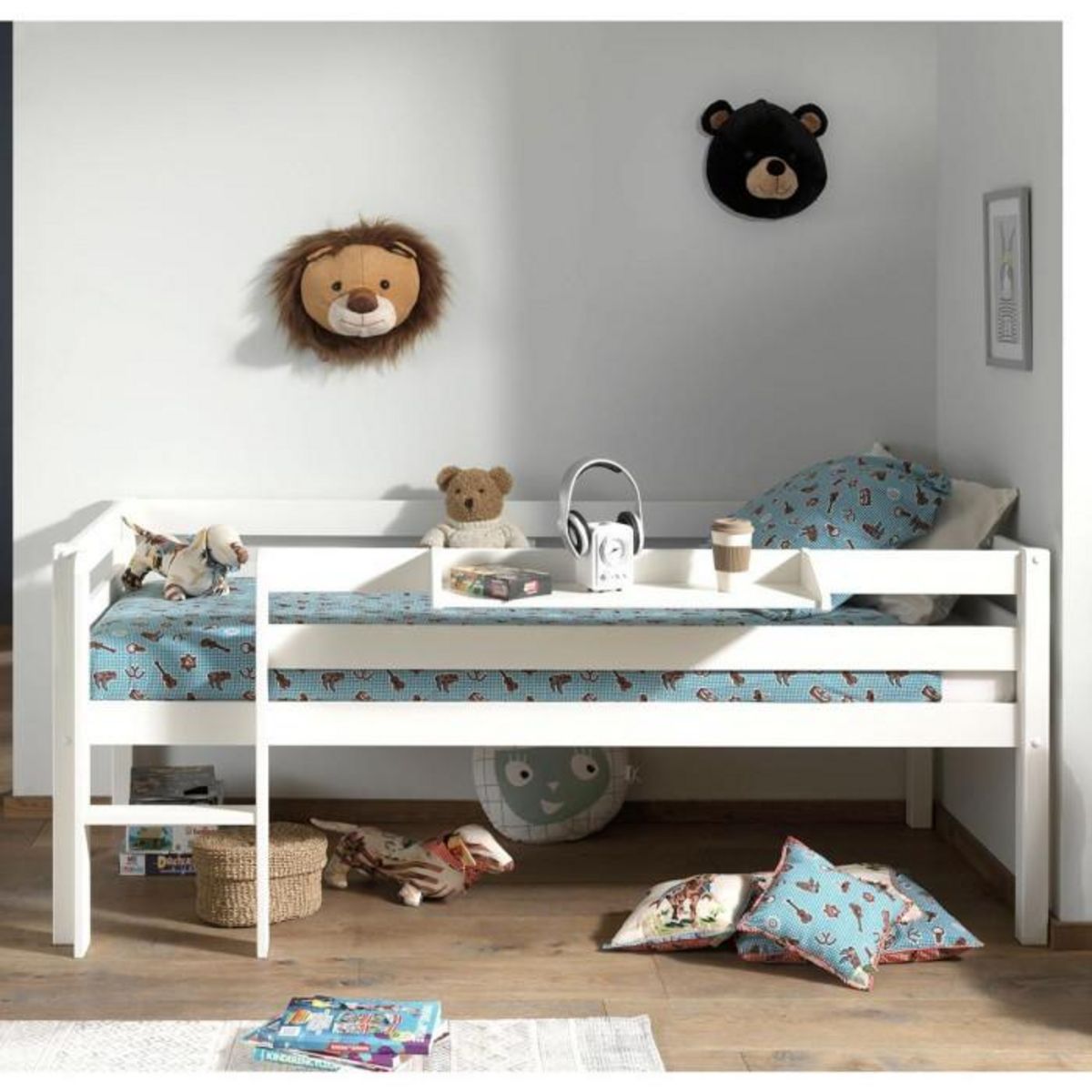 Paris Prix Pack - Lit Enfant Surélevé & Etagère  Pino  Blanc