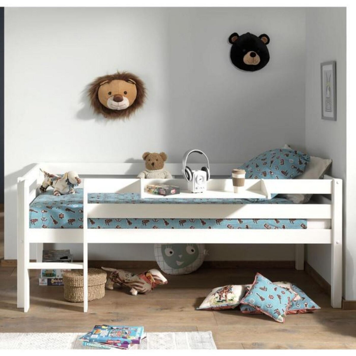 Paris Prix Pack - Lit Enfant Surélevé & Etagère  Pino  Blanc