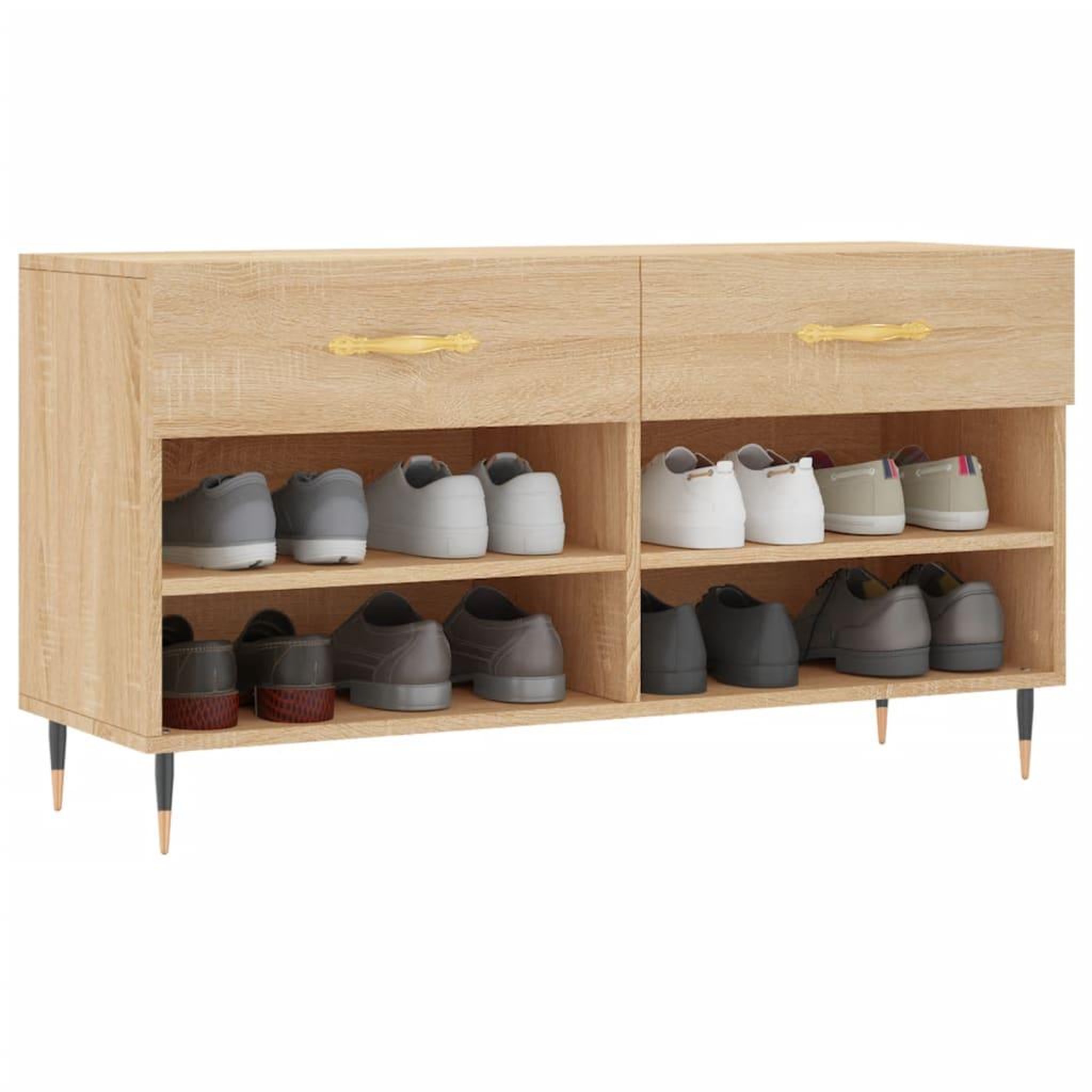 Voir la diapositive 3 : VIDAXL Banc a chaussures chene sonoma 102x35x55 cm bois d'ingenierie