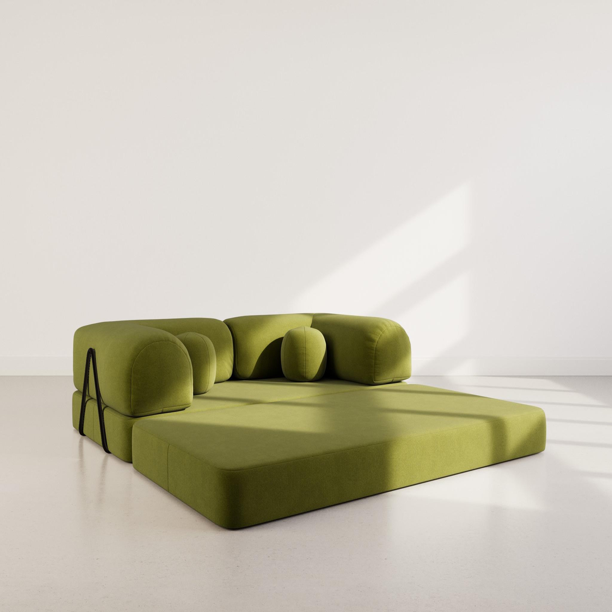 Voir la diapositive 2 : BEST MOBILIER Nebula - canapé 3 places convertible en velours texturé