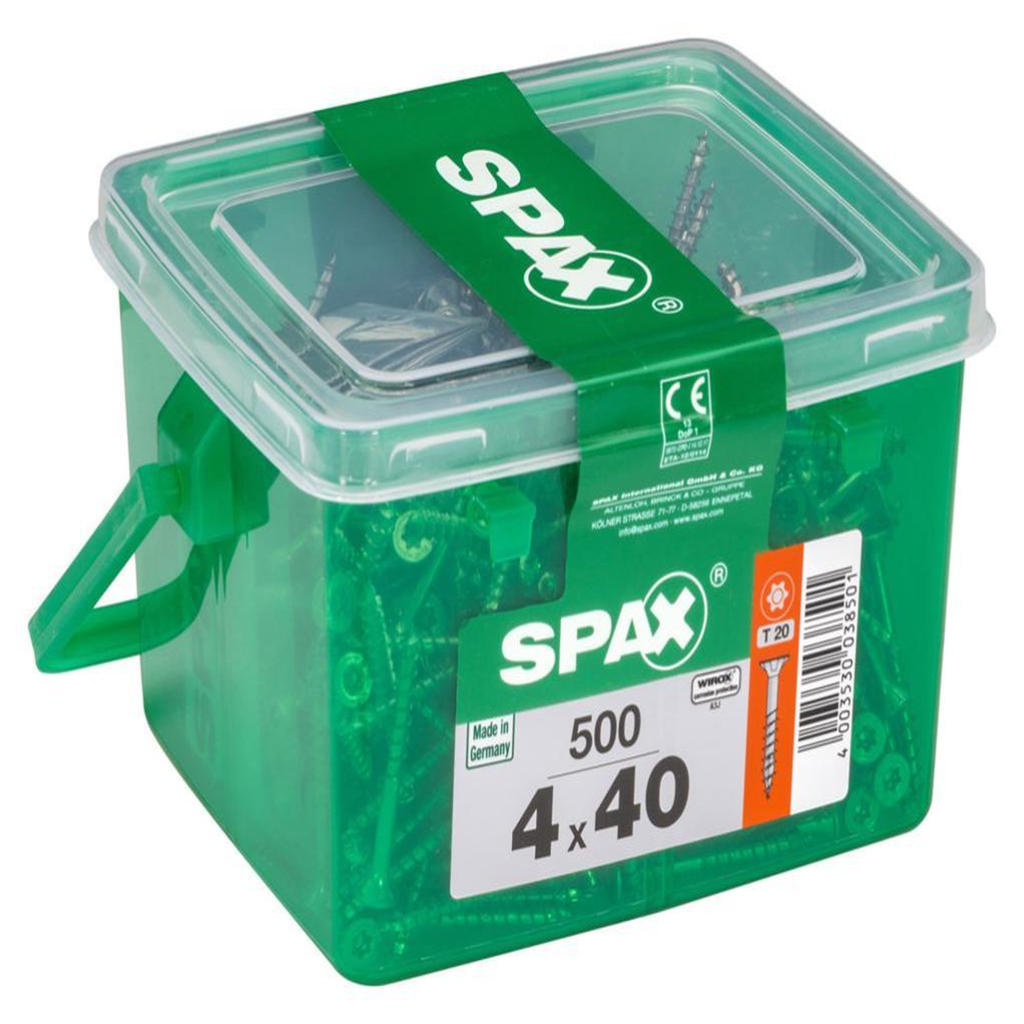 CENTRALE BRICO Lot de 500 vis acier tête fraisée torx SPAX, Diam.4 mm x L.40 mm