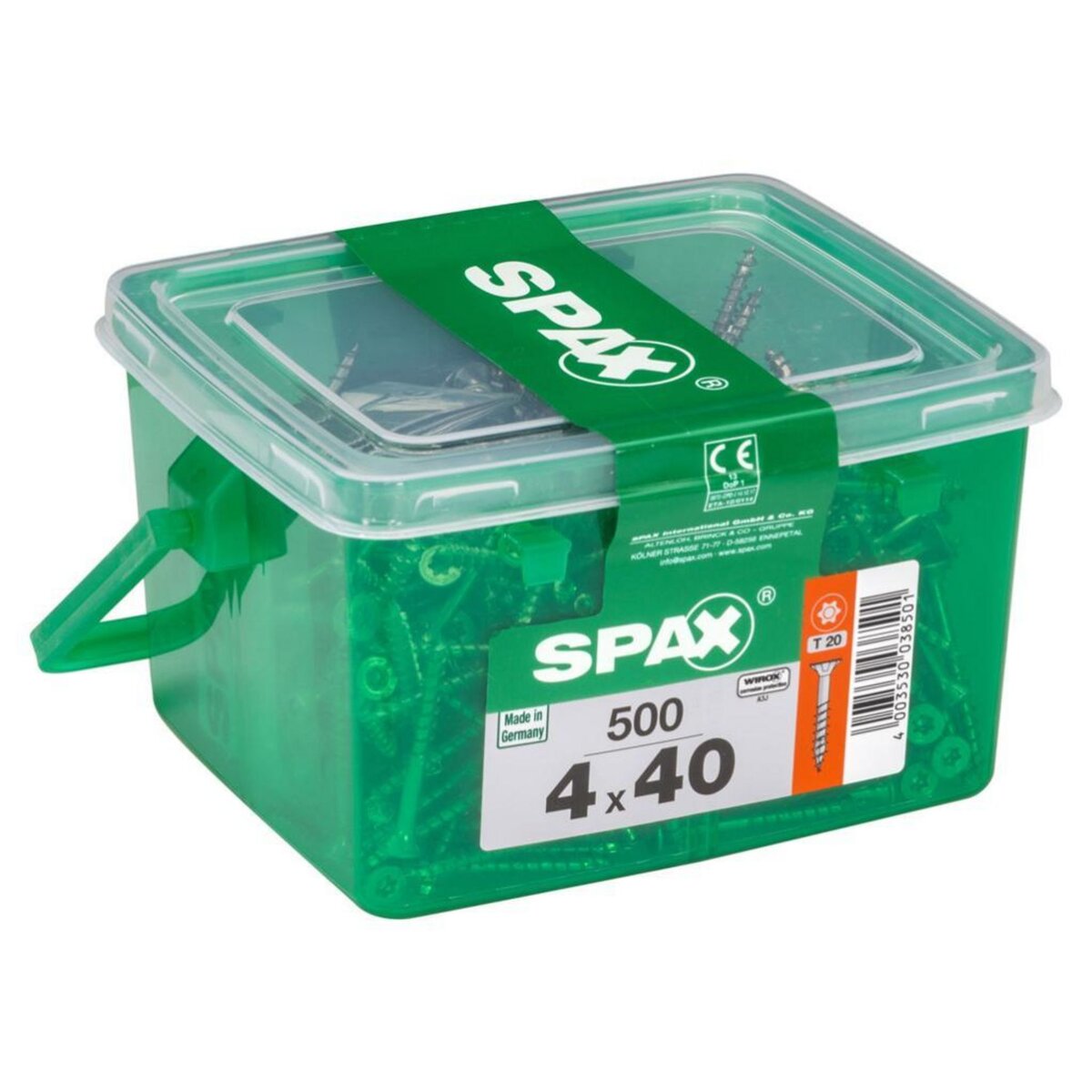 CENTRALE BRICO Lot de 500 vis acier tête fraisée torx SPAX, Diam.4 mm x L.40 mm
