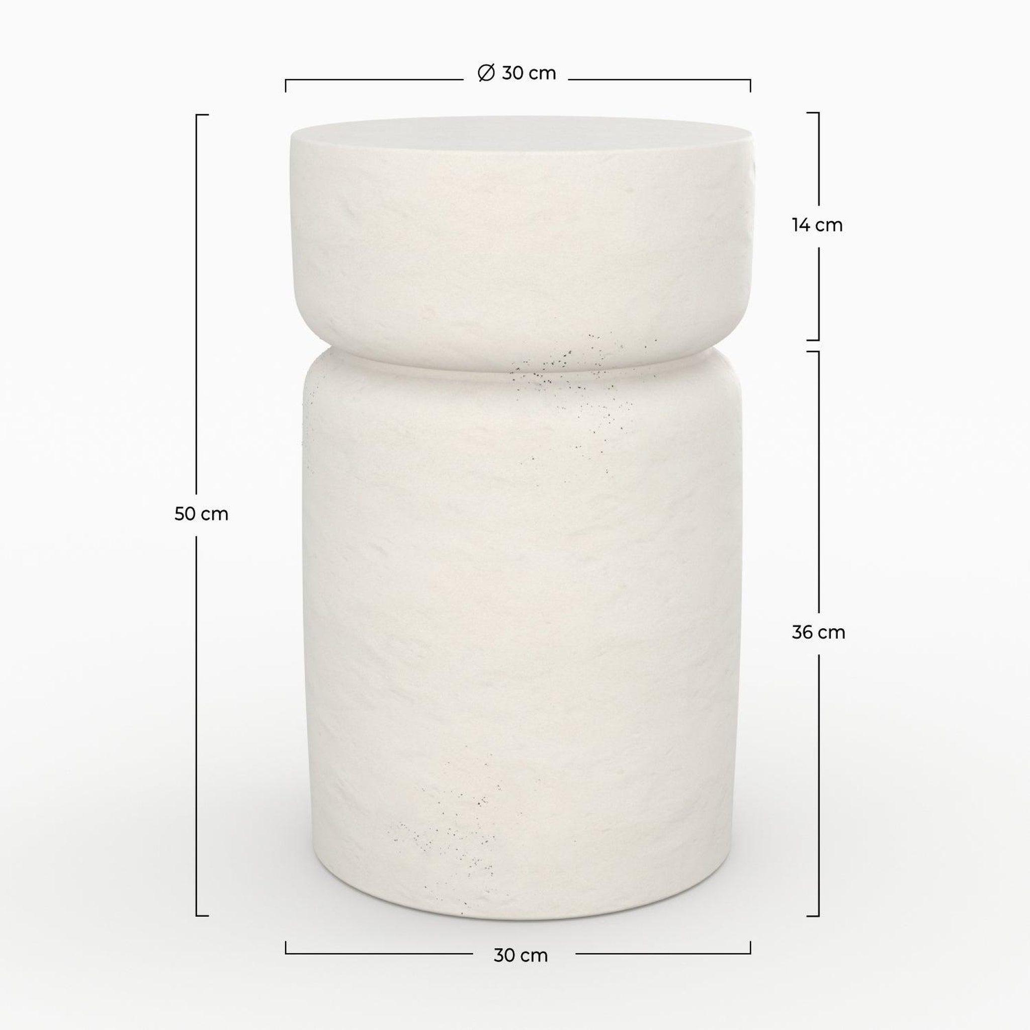 Voir la diapositive 4 : MAISON PAVANE Table d'appoint ronde blanche en fibre d'argile effet béton D30 cm-Tahiti