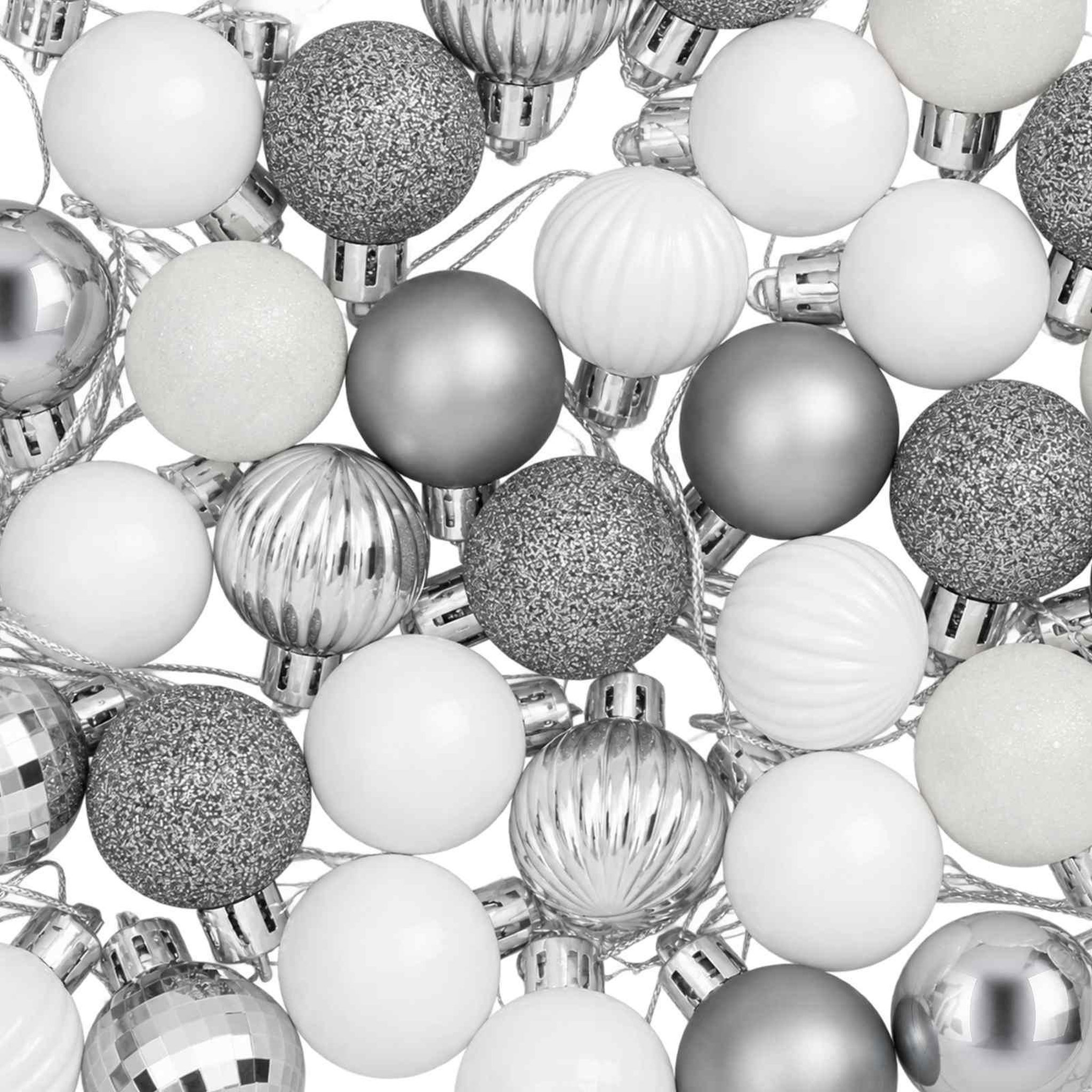 Voir la diapositive 6 : VIDAXL Ensemble de boules de Noël 150 pc Blanc et Gris Diam. 3 cm