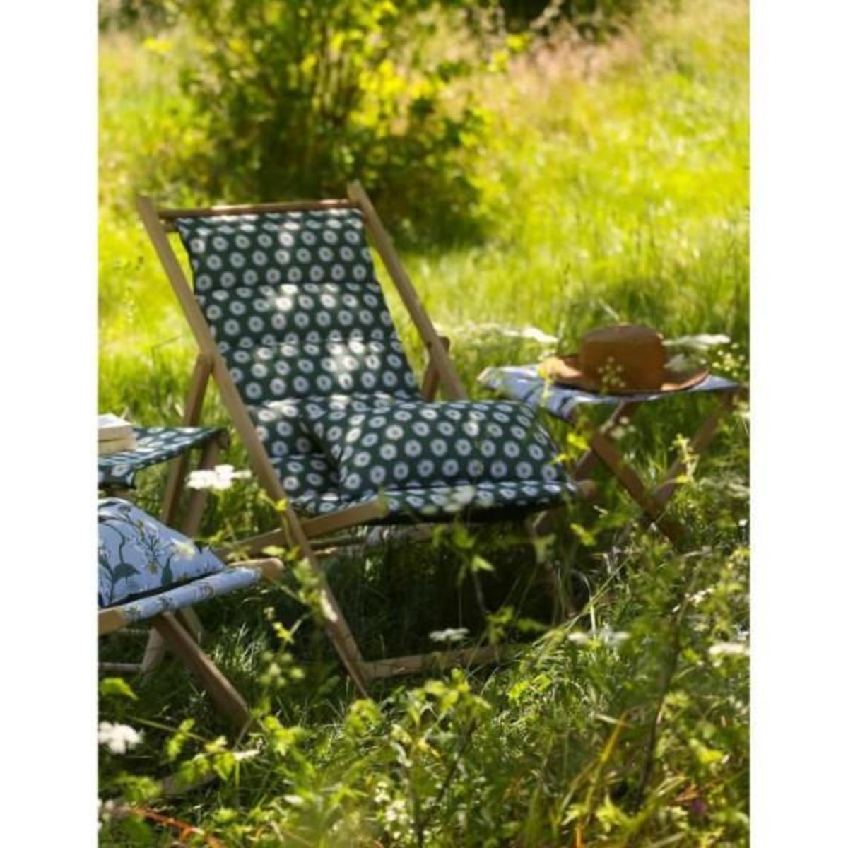 Jardin prive Transat JARDIN PRIVE Chilienne matelassée Prairie structure en bois massif